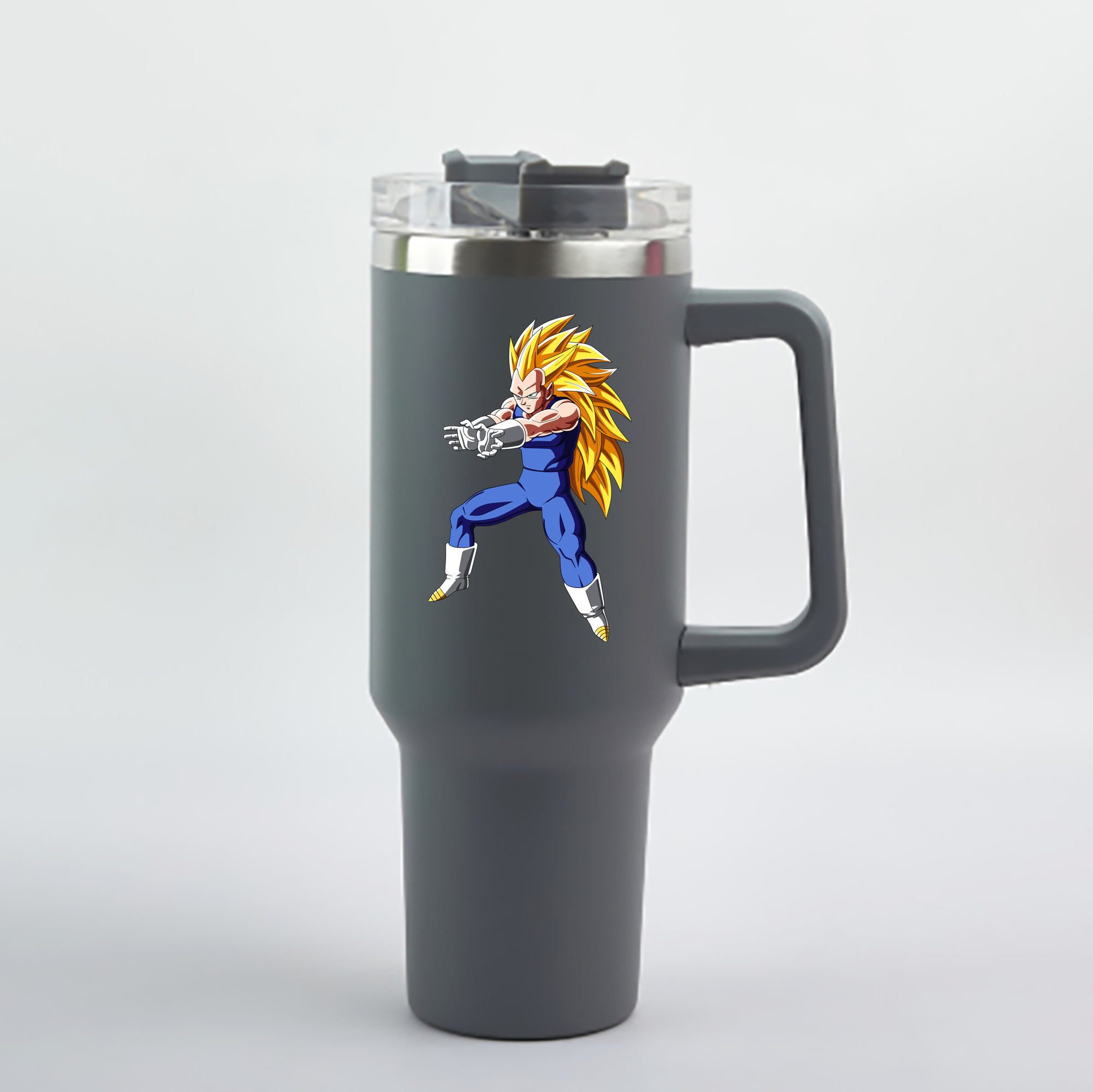（画像用） ドラゴンボール ベジータ四世（Bejīta Yonsei）DRAGON BALL Vegeta IV 1200mL車用タンブラー - クリスタルステッカー（プラスチックストロー付き）