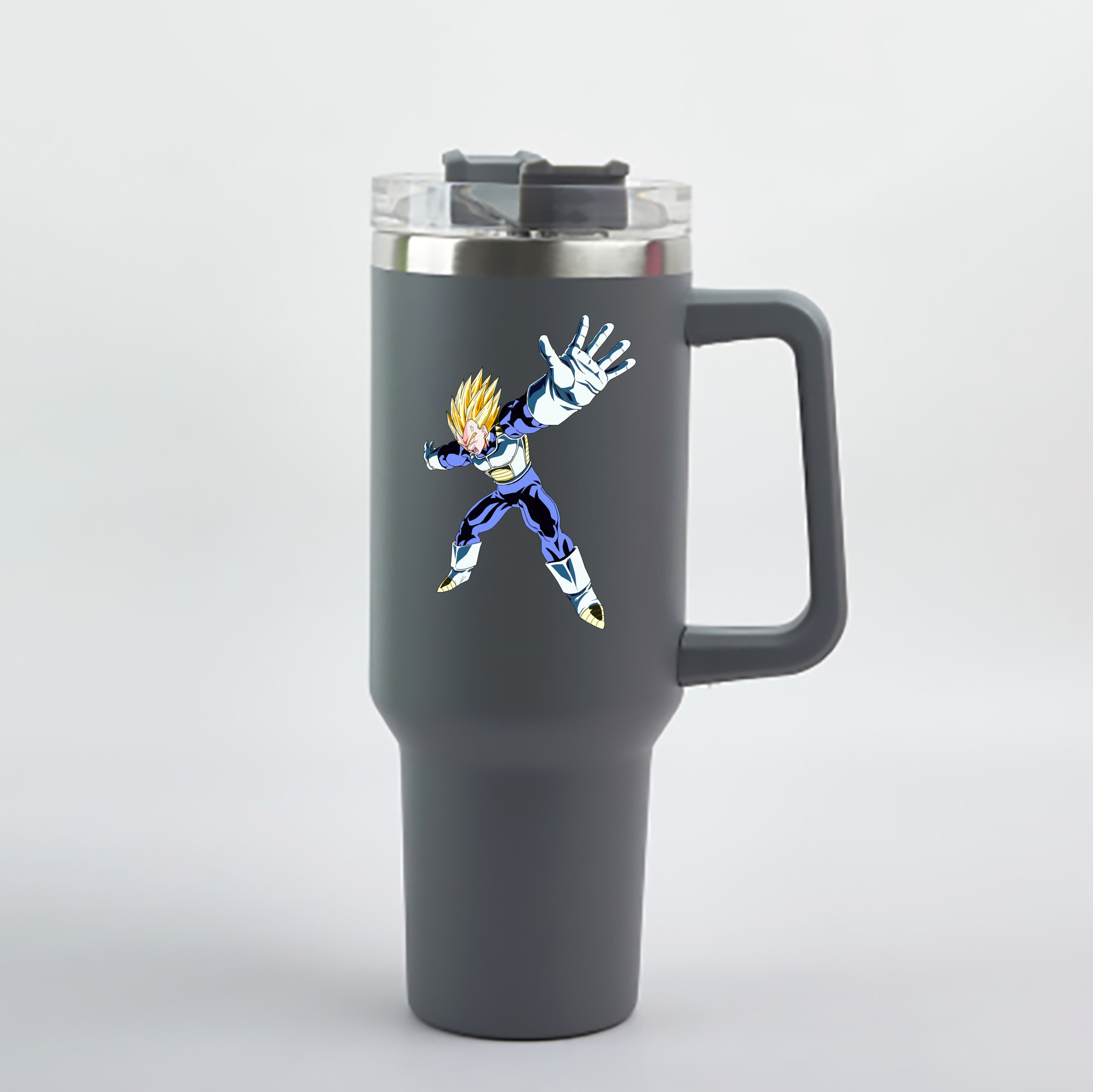 （画像用） ドラゴンボール ベジータ四世（Bejīta Yonsei）DRAGON BALL Vegeta IV 1200mL車用タンブラー - クリスタルステッカー（プラスチックストロー付き）