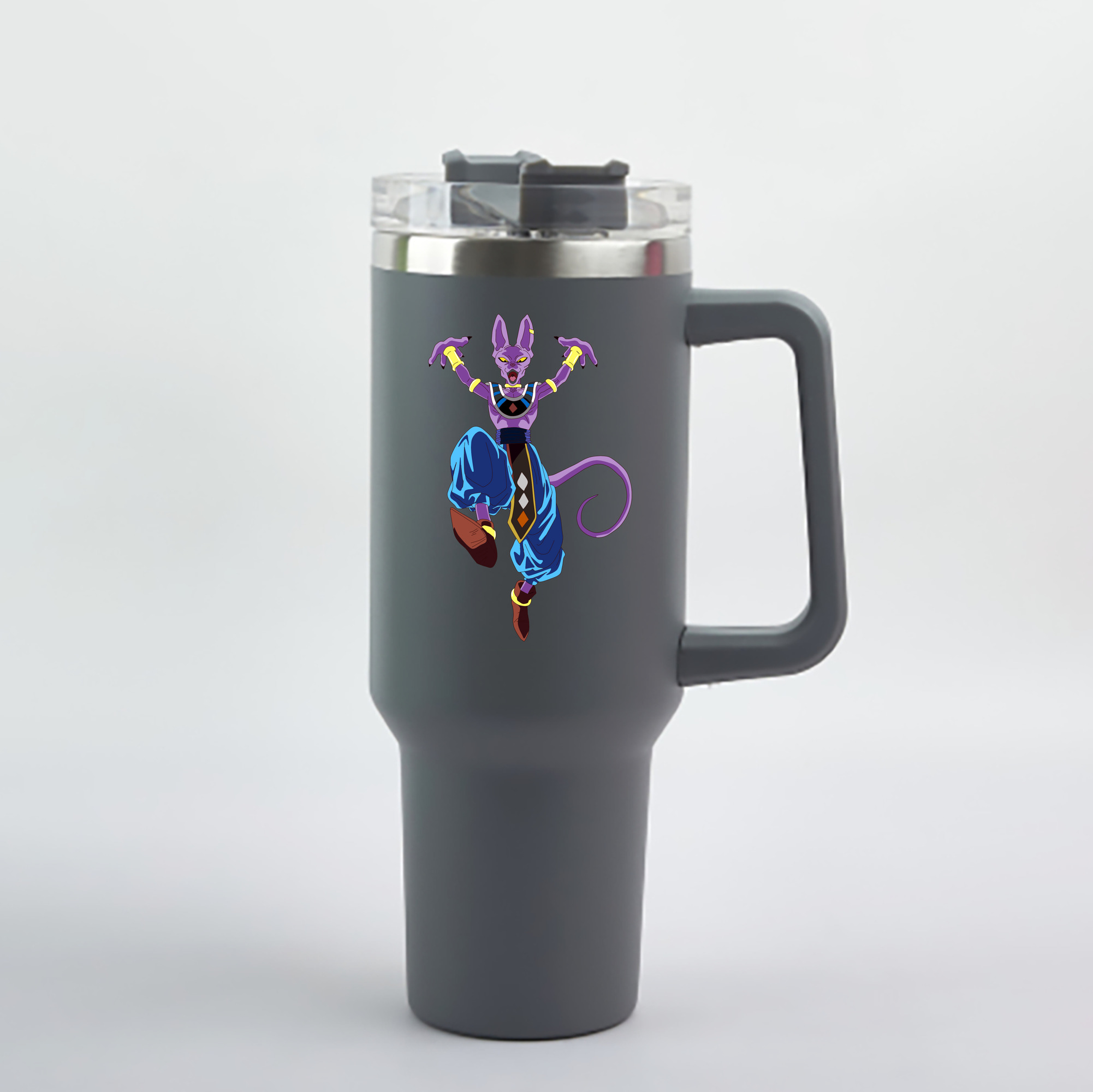 （画像用） ドラゴンボール ビルス 破壊神ビルス DRAGON BALL Beerus Birusu 1200mL車用タンブラー - クリスタルステッカー（プラスチックストロー付き）