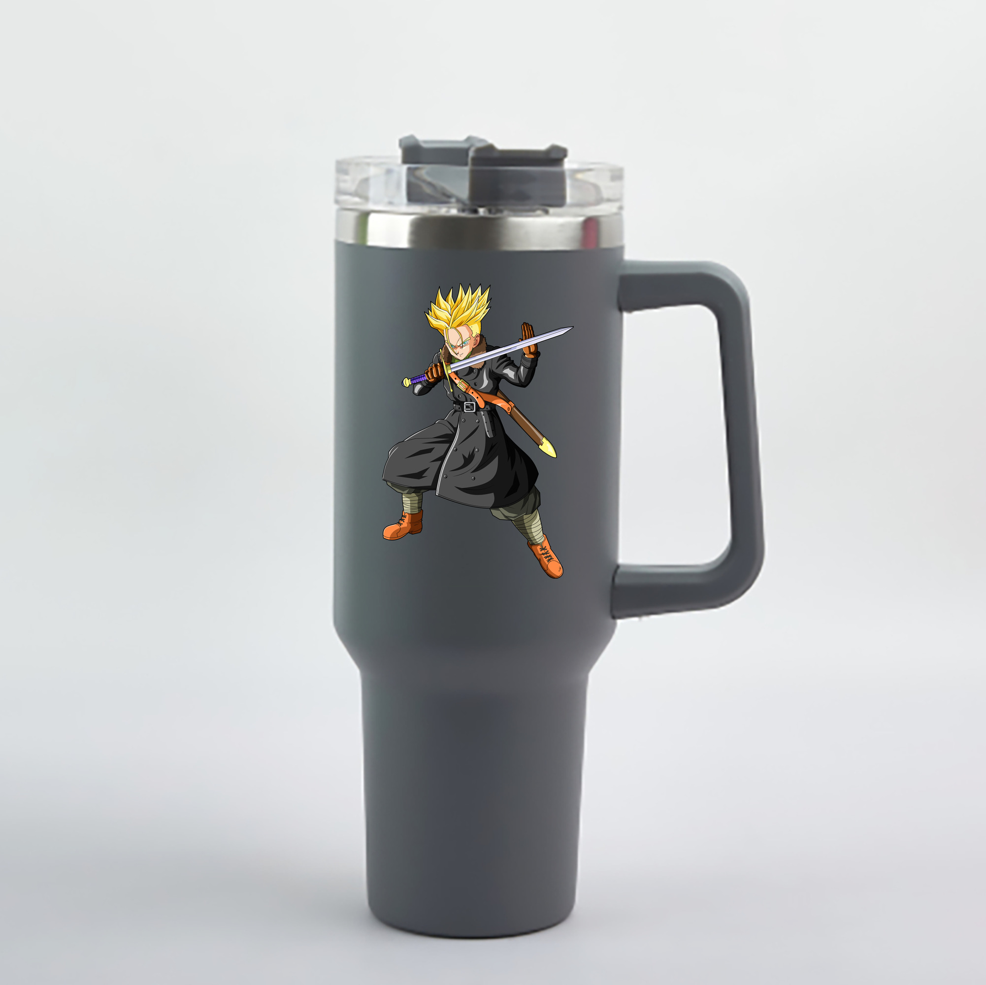 （画像用） ドラゴンボール トランクス（Torankusu）DRAGON BALL Trunks 1200mL車用タンブラー - クリスタルステッカー（プラスチックストロー付き）