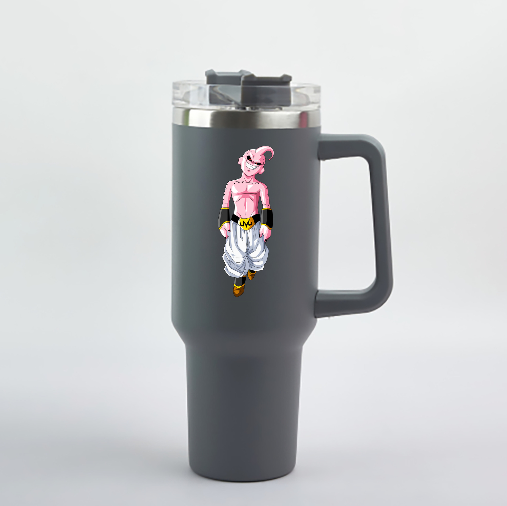 （画像用） ドラゴンボール 魔人ブウ DRAGON BALL Majin Buu 1200mL車用タンブラー - クリスタルステッカー（プラスチックストロー付き）