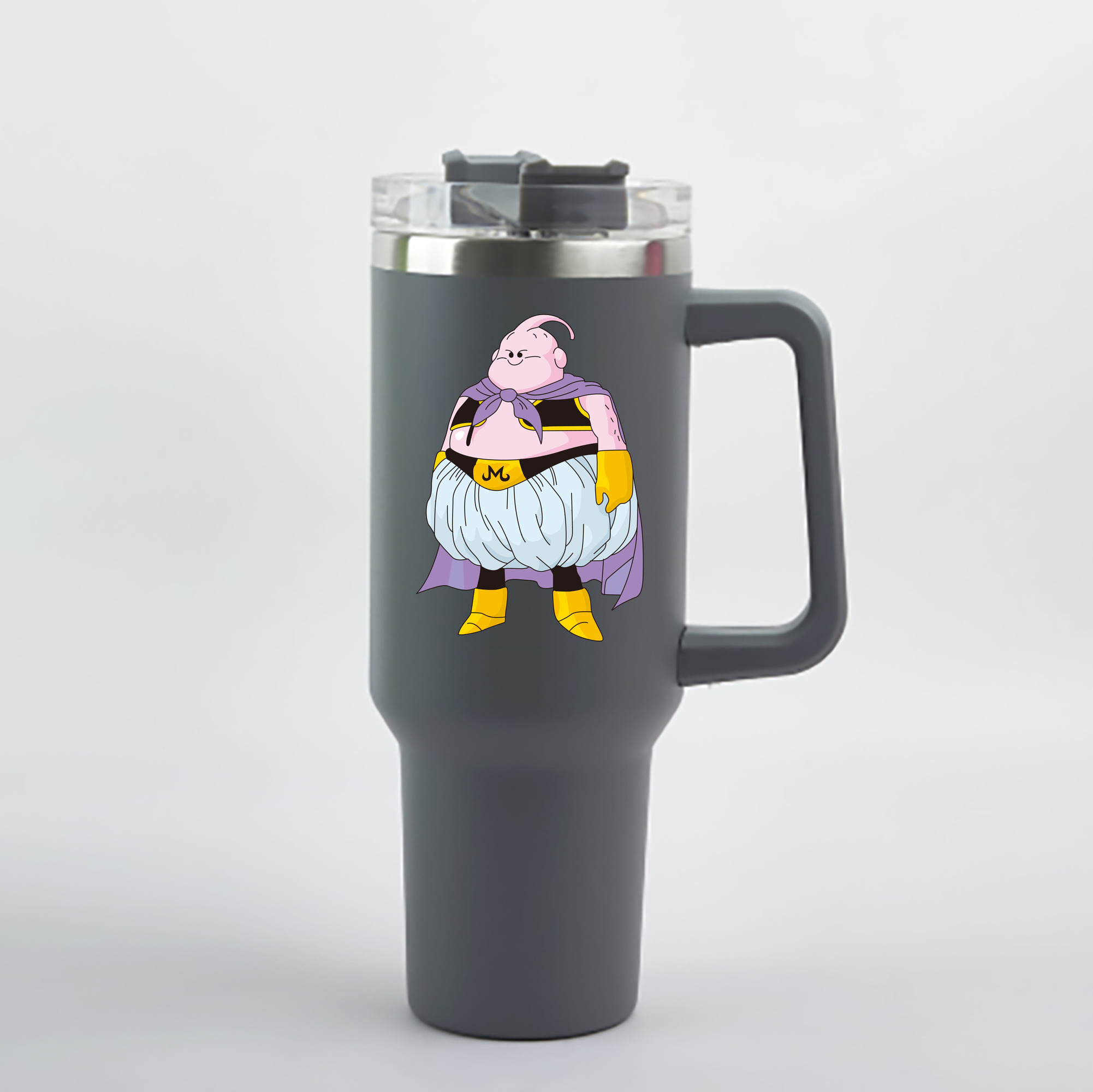（画像用） ドラゴンボール 魔人ブウ DRAGON BALL Majin Buu 1200mL車用タンブラー - クリスタルステッカー（プラスチックストロー付き）