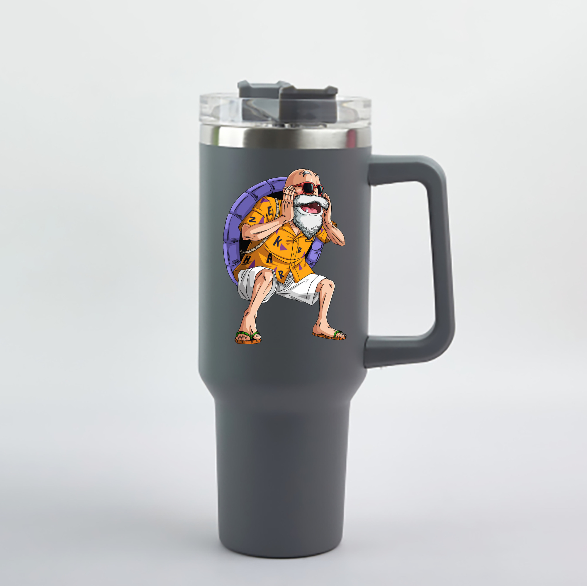 （画像用） ドラゴンボール 亀仙人（かめせんにん） DRAGON BALL Master Roshi Kame Sennin 1200mL車用タンブラー - クリスタルステッカー（プラスチックストロー付き）