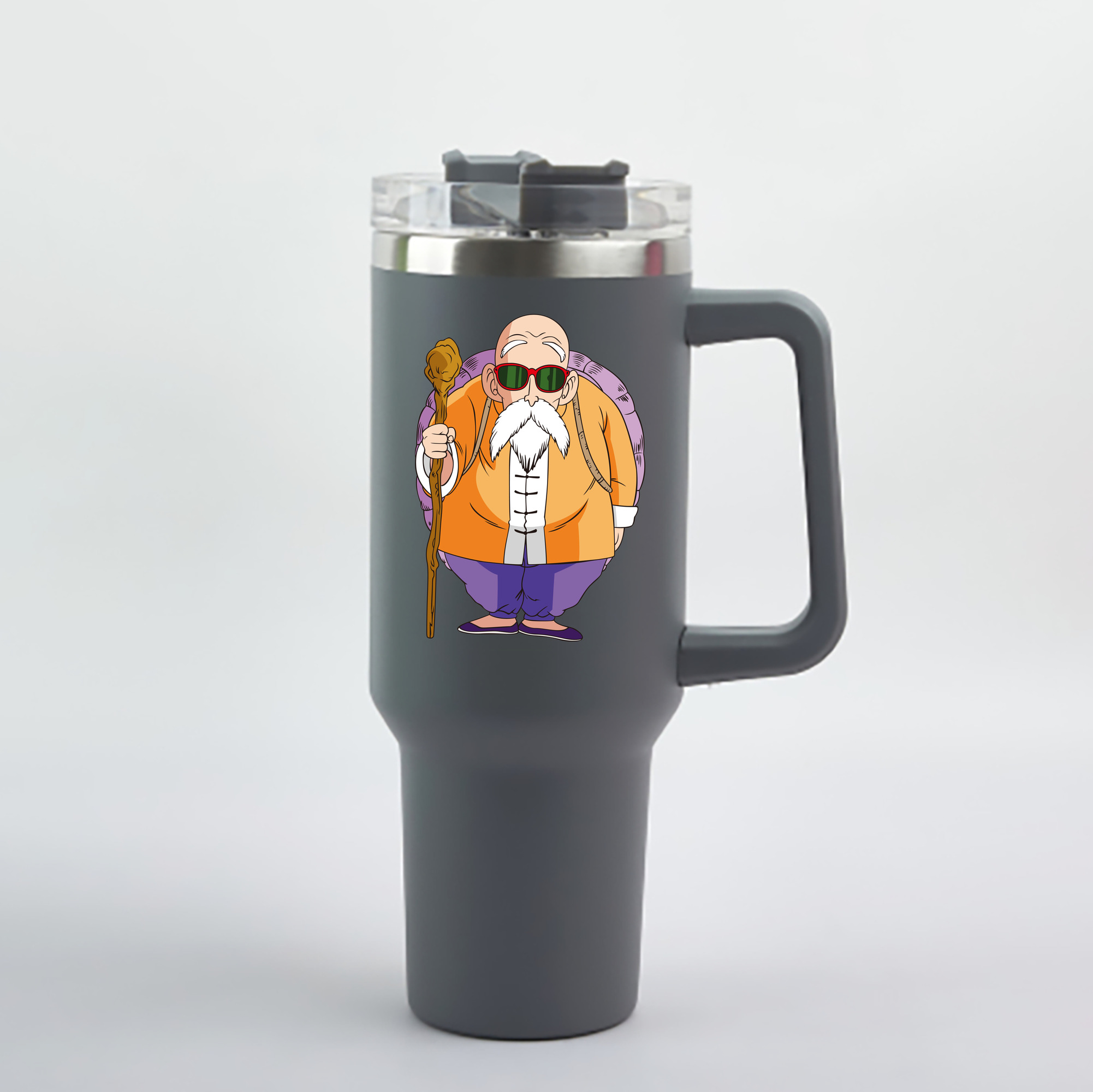 （画像用） ドラゴンボール 亀仙人（かめせんにん） DRAGON BALL Master Roshi Kame Sennin 1200mL車用タンブラー - クリスタルステッカー（プラスチックストロー付き）