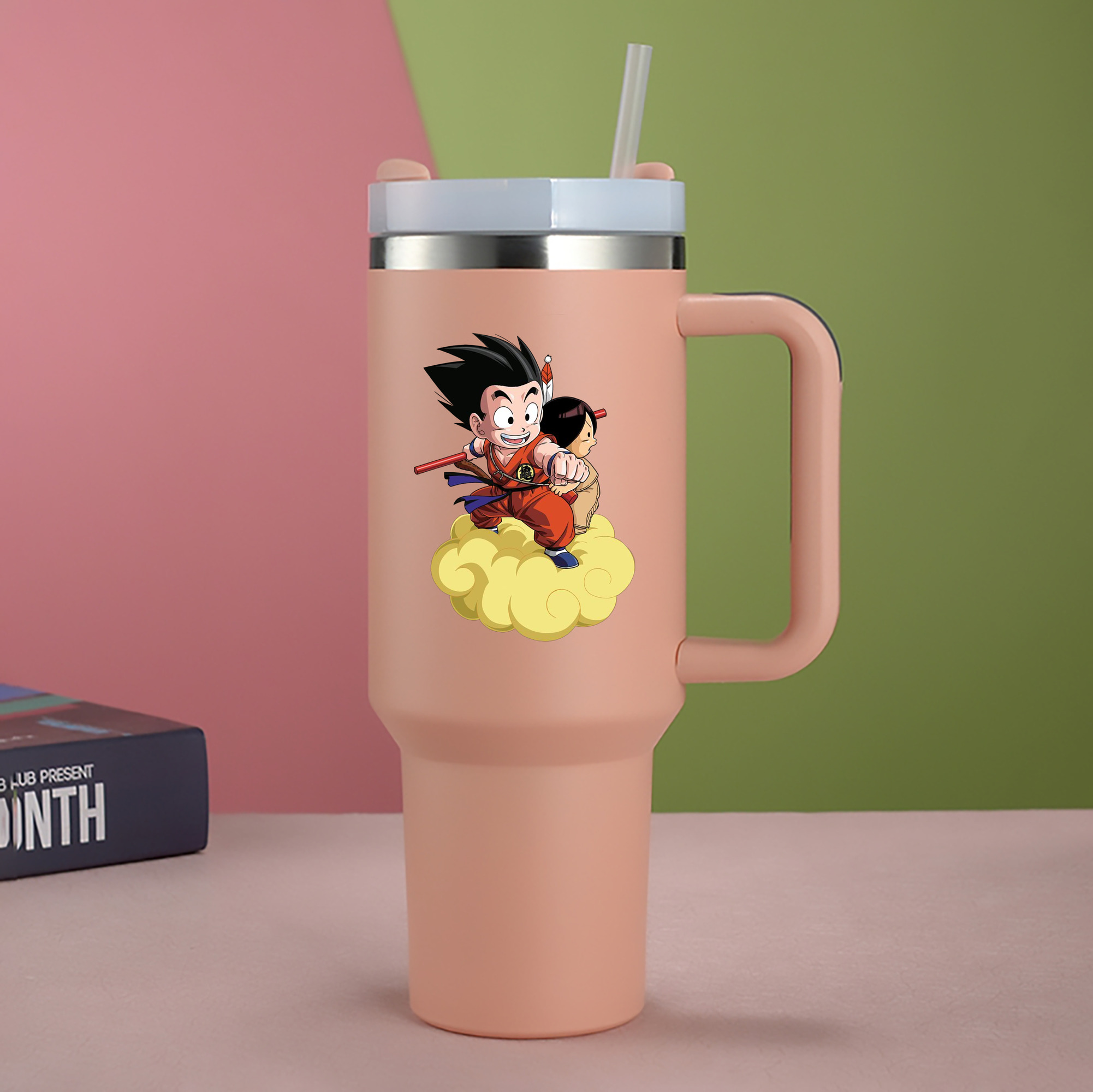 （画像用） ドラゴンボール 孫悟空（そん ごくう）Son Goku カカロット DRAGON BALL Kakarotto 1200mL車用タンブラー - クリスタルステッカー（プラスチックストロー付き）
