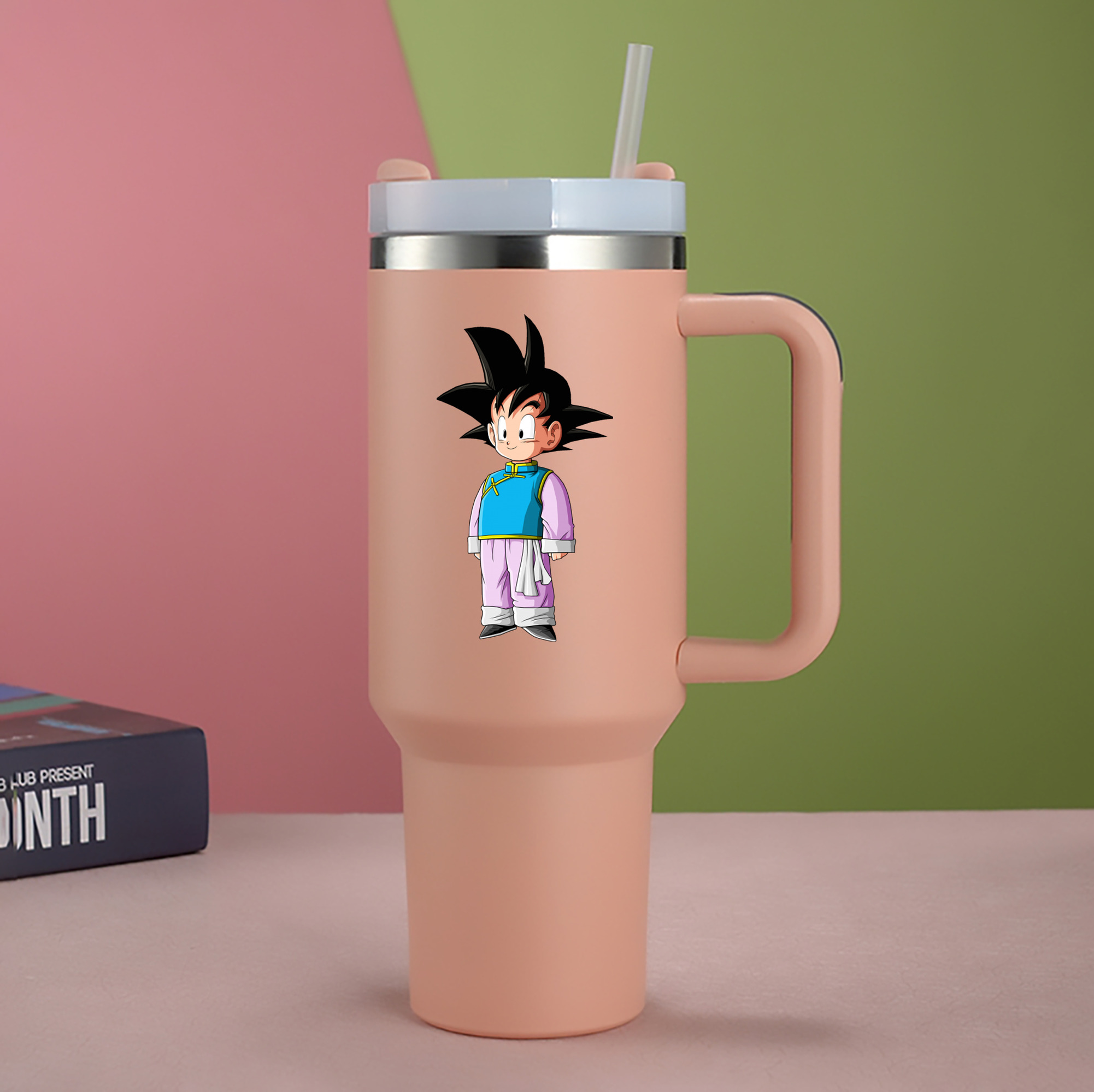 （画像用） ドラゴンボール 孫悟空（そん ごくう）Son Goku カカロット DRAGON BALL Kakarotto 1200mL車用タンブラー - クリスタルステッカー（プラスチックストロー付き）