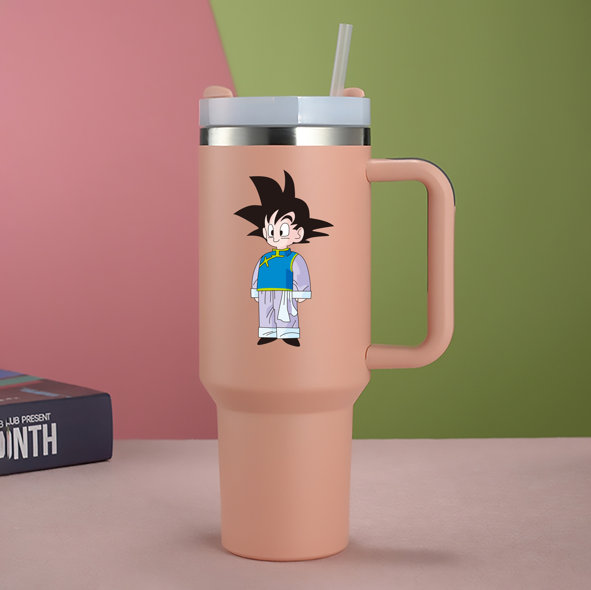 （画像用） ドラゴンボール 孫悟空（そん ごくう）Son Goku カカロット DRAGON BALL Kakarotto 1200mL車用タンブラー - クリスタルステッカー（プラスチックストロー付き）