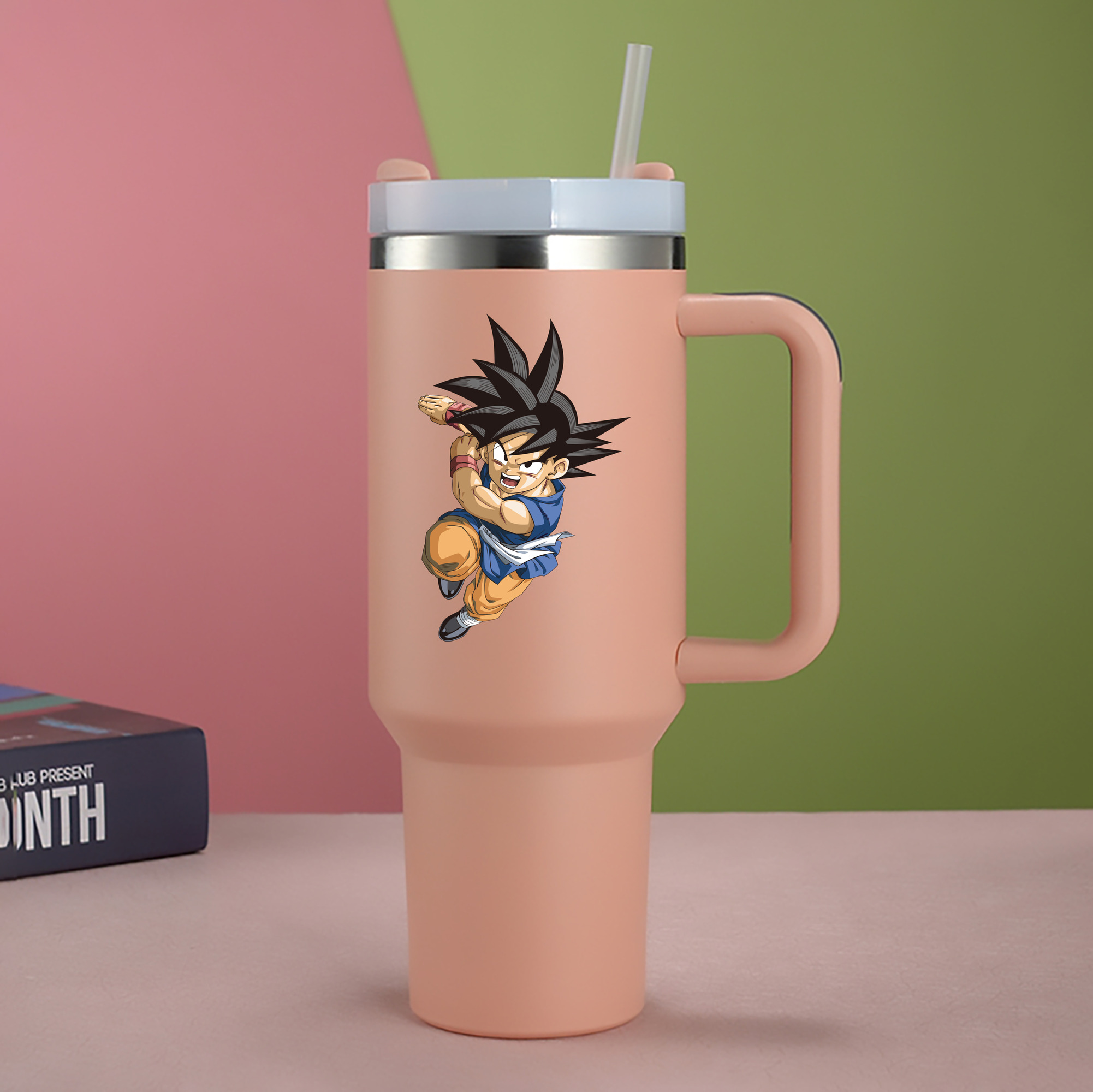 （画像用） ドラゴンボール 孫悟空（そん ごくう）Son Goku カカロット DRAGON BALL Kakarotto 1200mL車用タンブラー - クリスタルステッカー（プラスチックストロー付き）