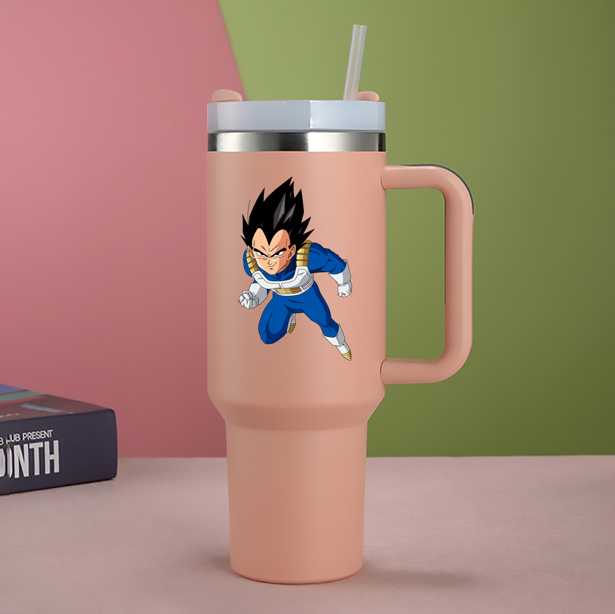 （画像用） ドラゴンボール ベジータ四世（Bejīta Yonsei）DRAGON BALL Vegeta IV 1200mL車用タンブラー - クリスタルステッカー（プラスチックストロー付き）