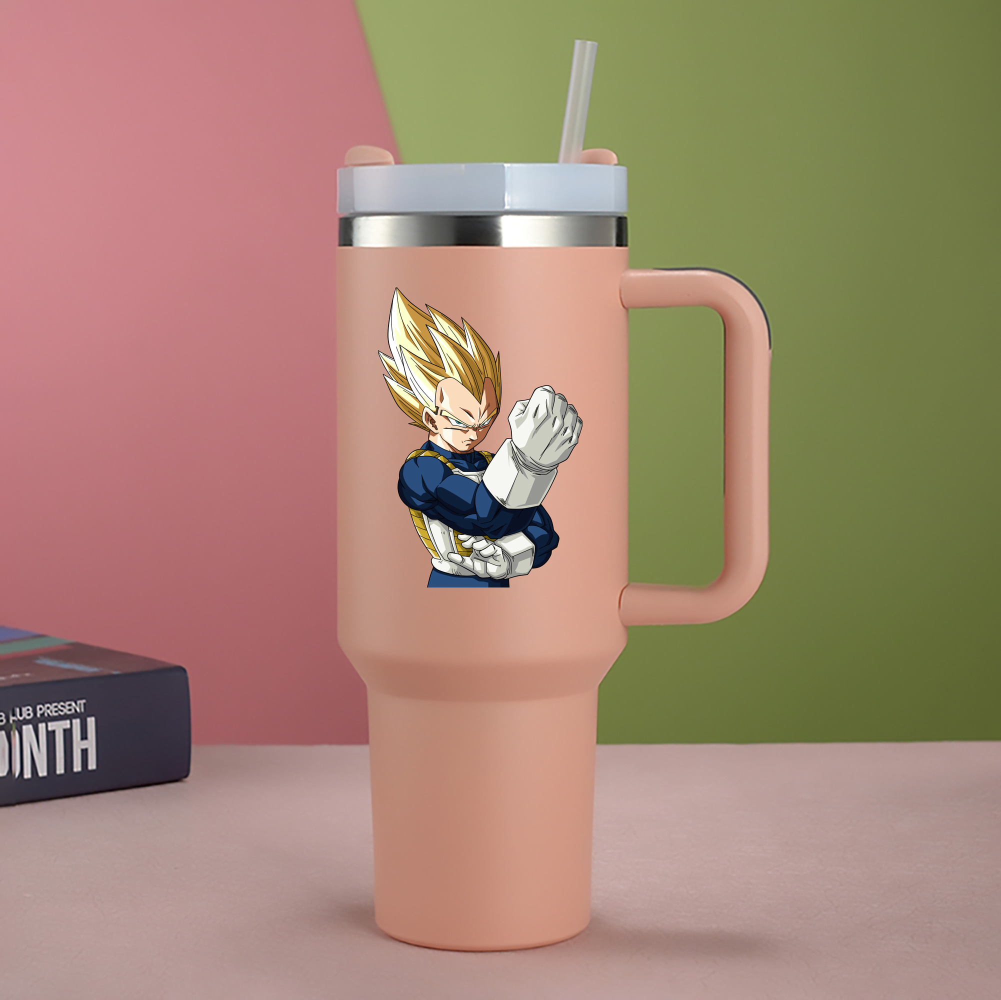 （画像用） ドラゴンボール ベジータ四世（Bejīta Yonsei）DRAGON BALL Vegeta IV 1200mL車用タンブラー - クリスタルステッカー（プラスチックストロー付き）