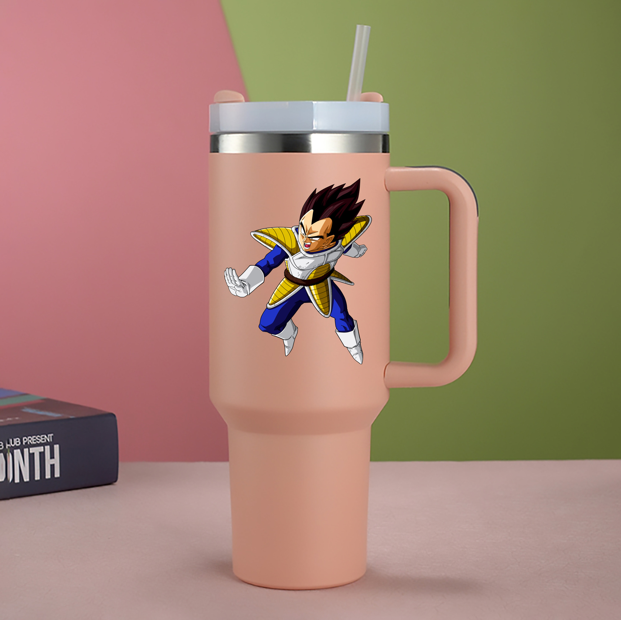 （画像用） ドラゴンボール ベジータ四世（Bejīta Yonsei）DRAGON BALL Vegeta IV 1200mL車用タンブラー - クリスタルステッカー（プラスチックストロー付き）
