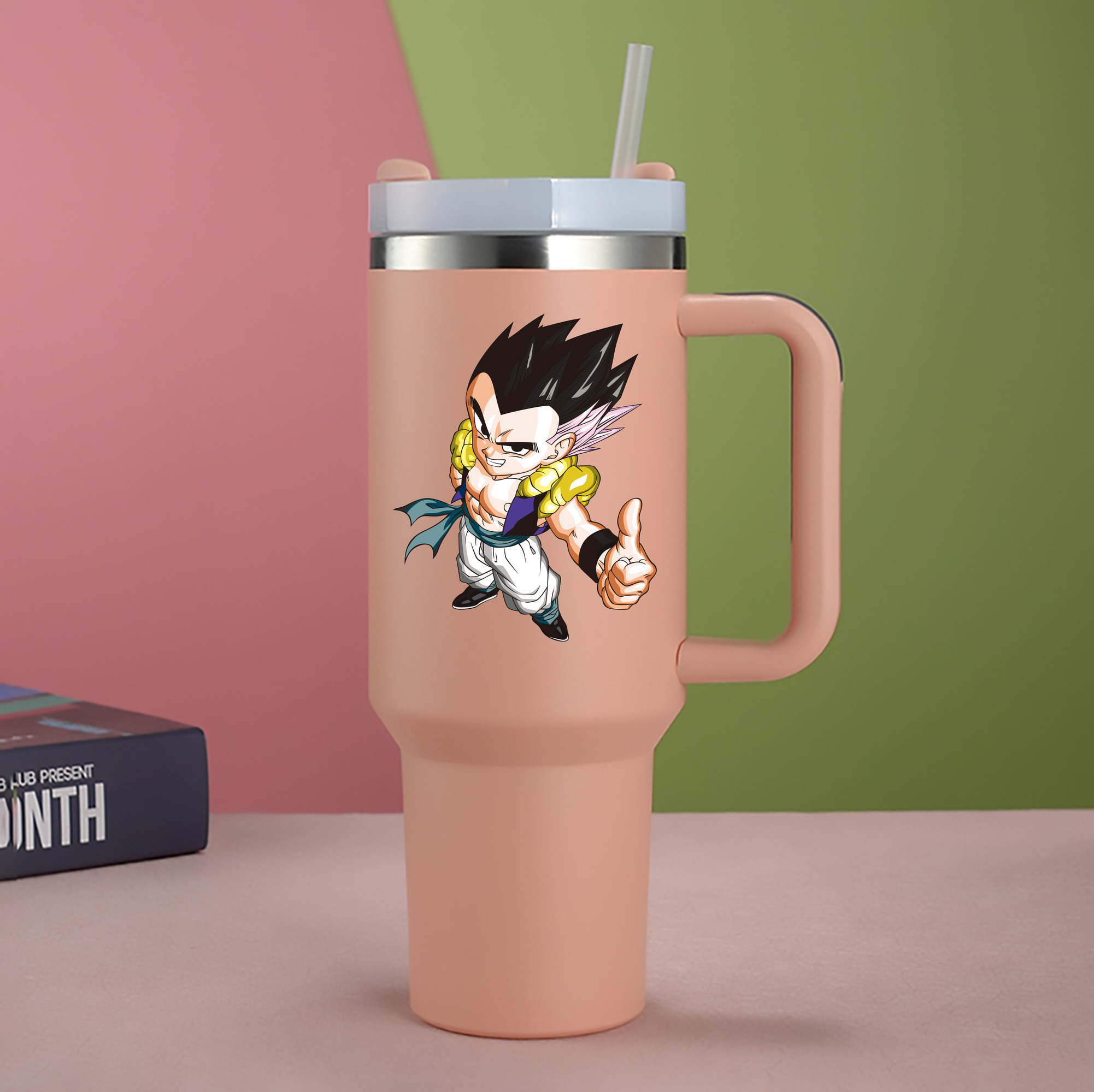 （画像用） ドラゴンボール ベジータ四世（Bejīta Yonsei）DRAGON BALL Vegeta IV 1200mL車用タンブラー - クリスタルステッカー（プラスチックストロー付き）