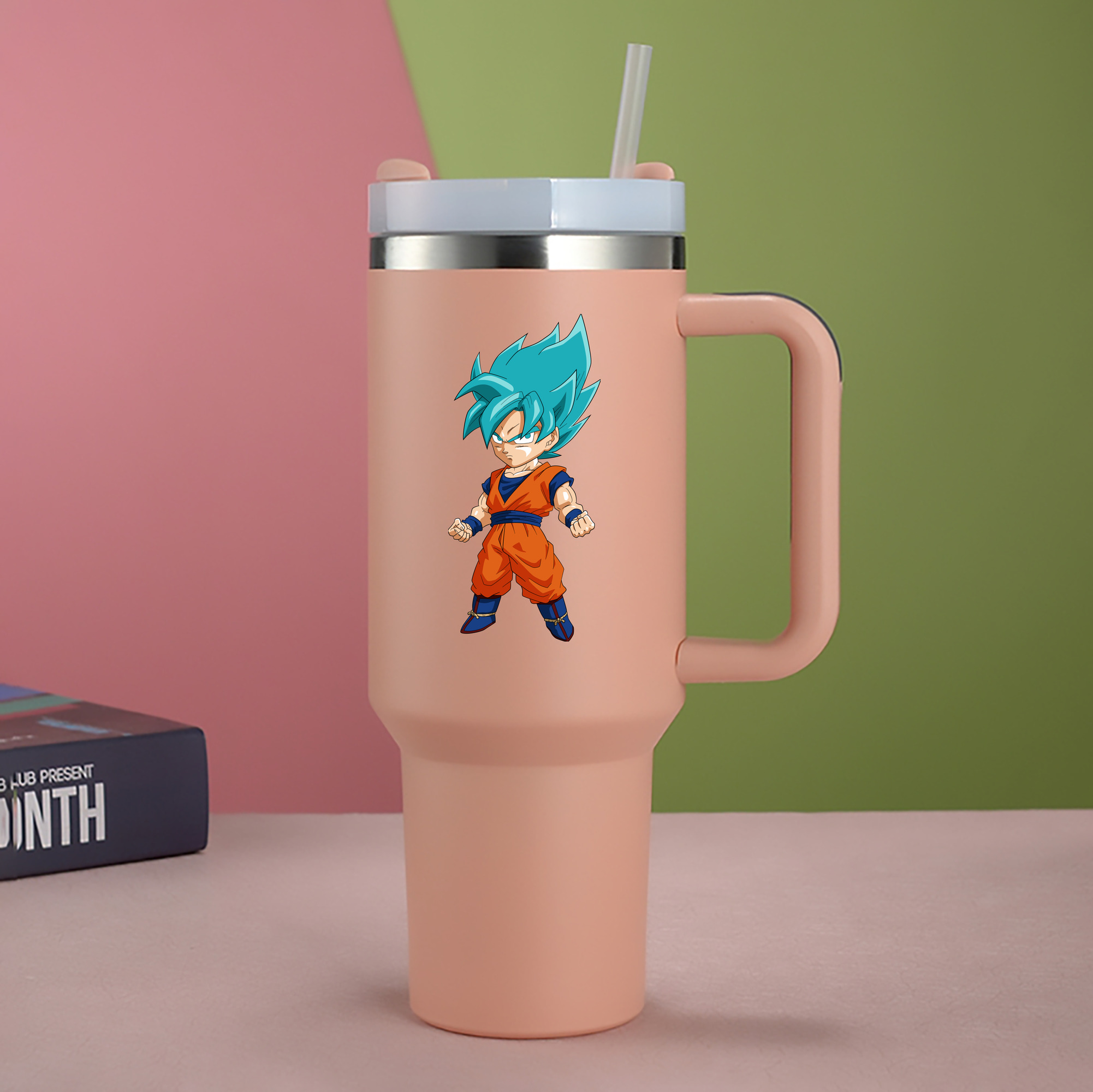 （画像用） ドラゴンボール 孫 悟飯（そんごはん）DRAGON BALL Son Gohan 1200mL車用タンブラー - クリスタルステッカー（プラスチックストロー付き）