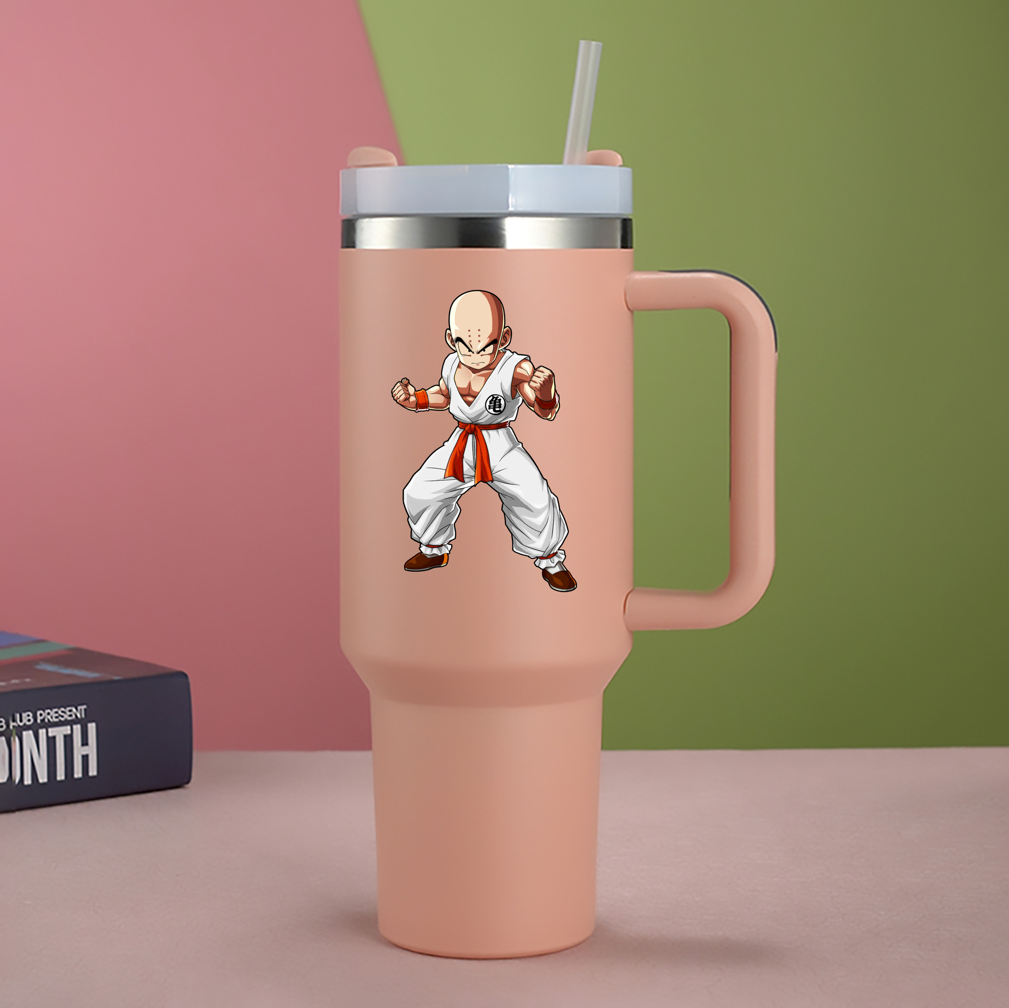 （画像用） ドラゴンボール クリリン DRAGON BALL krillin 1200mL車用タンブラー - クリスタルステッカー（プラスチックストロー付き）
