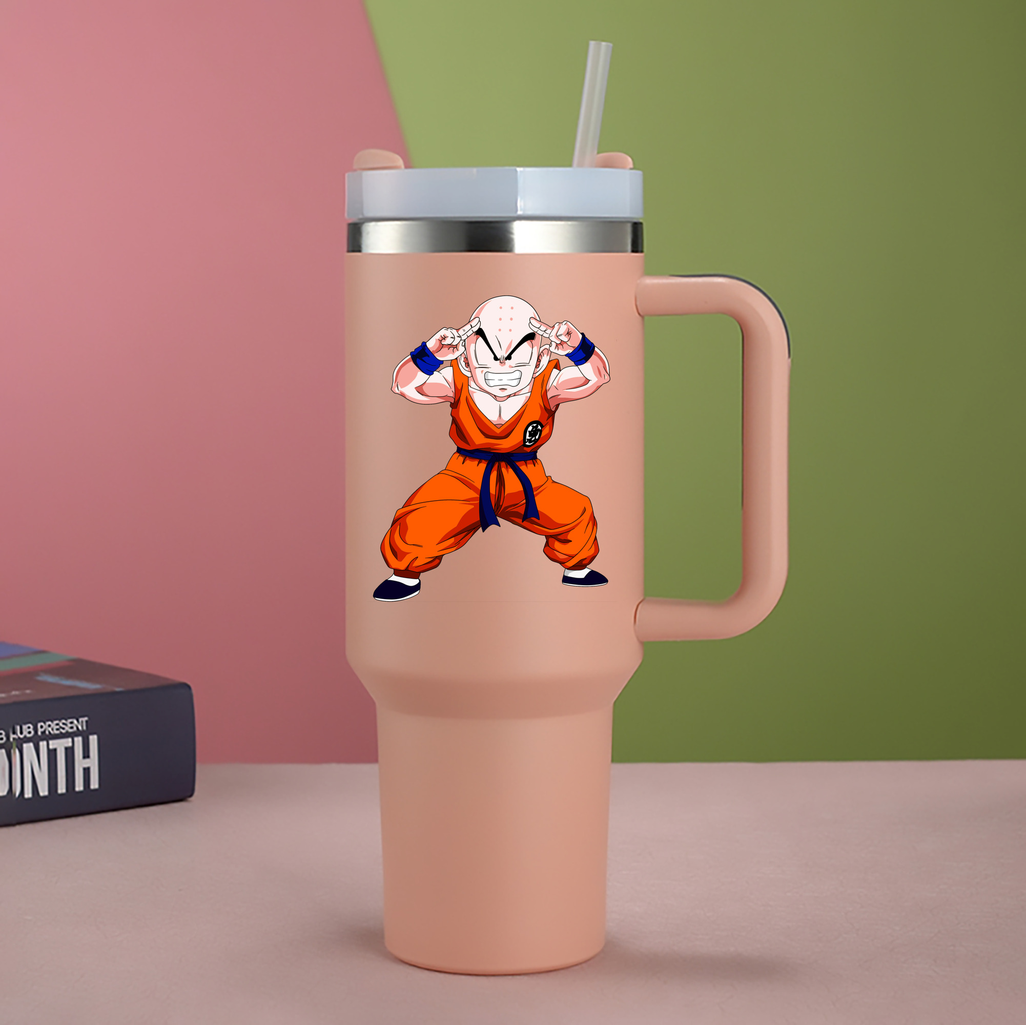 （画像用） ドラゴンボール クリリン DRAGON BALL krillin 1200mL車用タンブラー - クリスタルステッカー（プラスチックストロー付き）