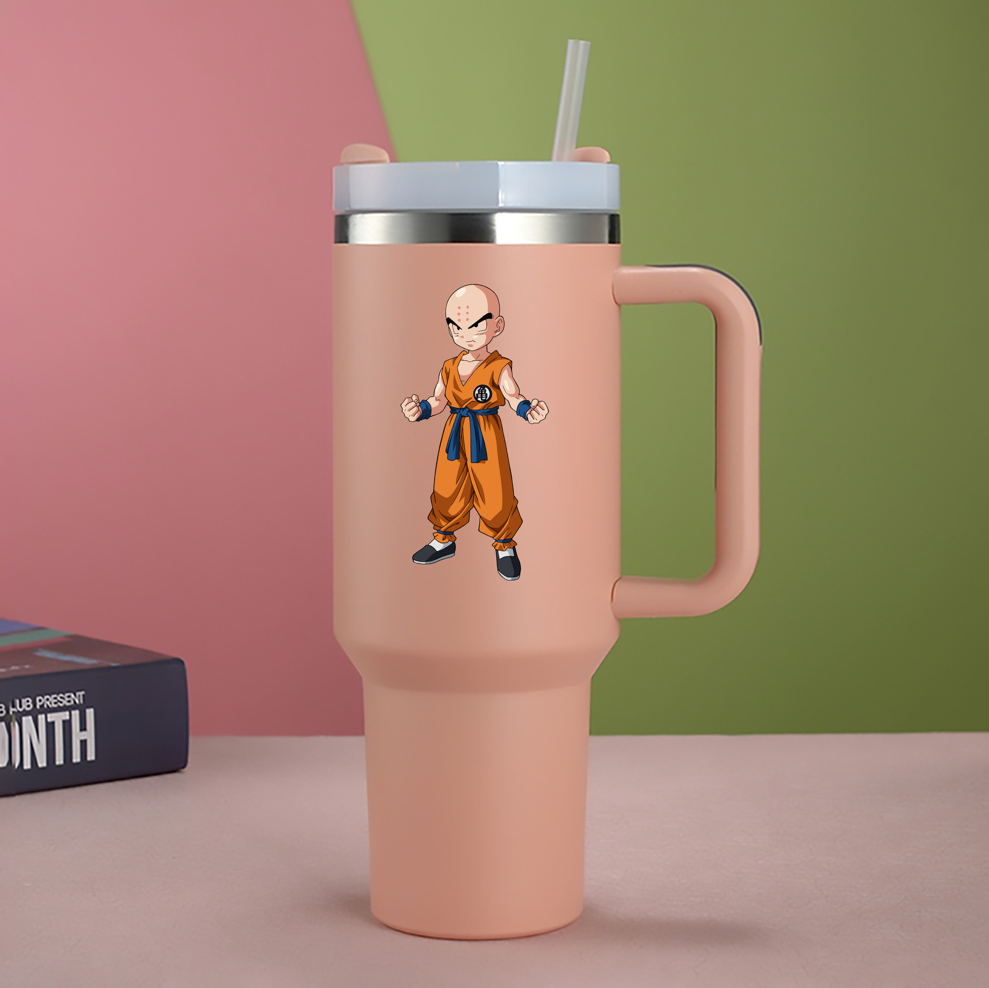 （画像用） ドラゴンボール クリリン DRAGON BALL krillin 1200mL車用タンブラー - クリスタルステッカー（プラスチックストロー付き）