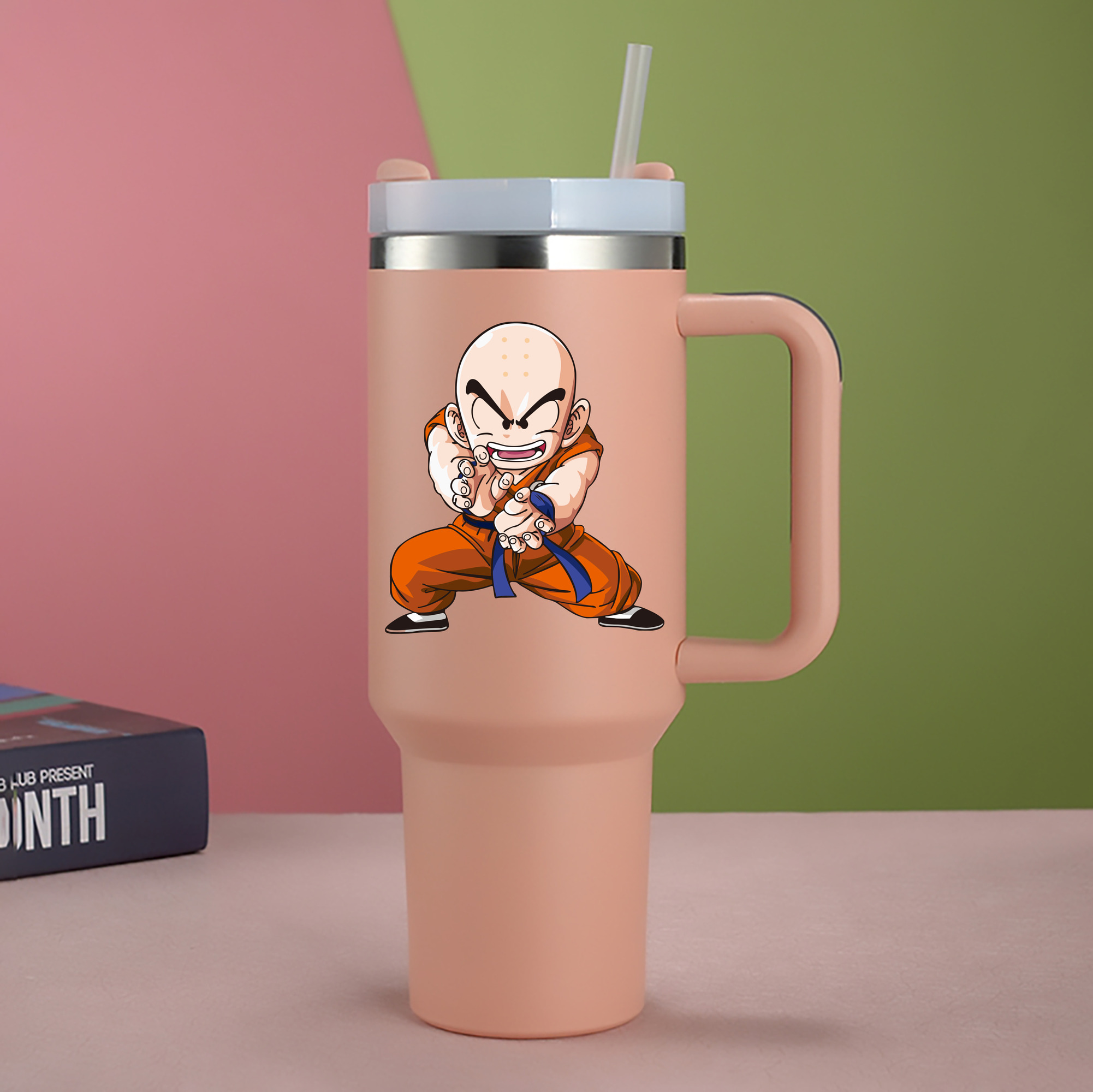 （画像用） ドラゴンボール クリリン DRAGON BALL krillin 1200mL車用タンブラー - クリスタルステッカー（プラスチックストロー付き）