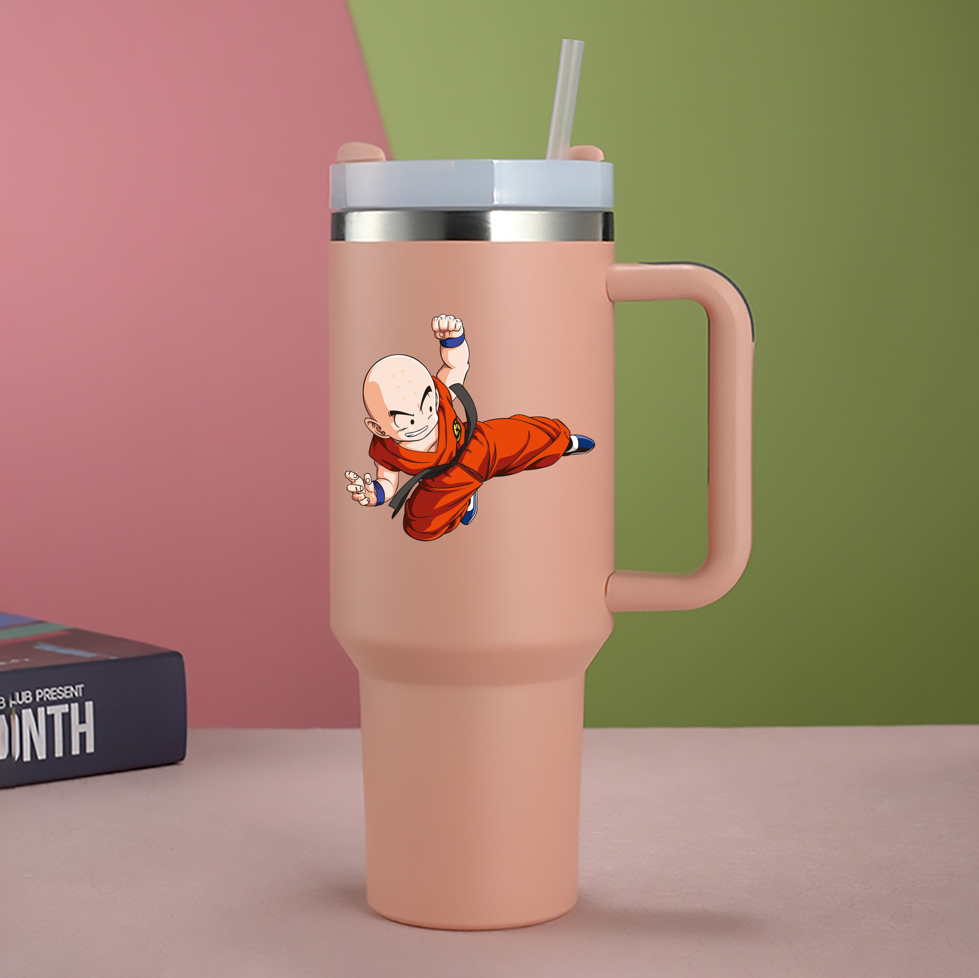 （画像用） ドラゴンボール クリリン DRAGON BALL krillin 1200mL車用タンブラー - クリスタルステッカー（プラスチックストロー付き）