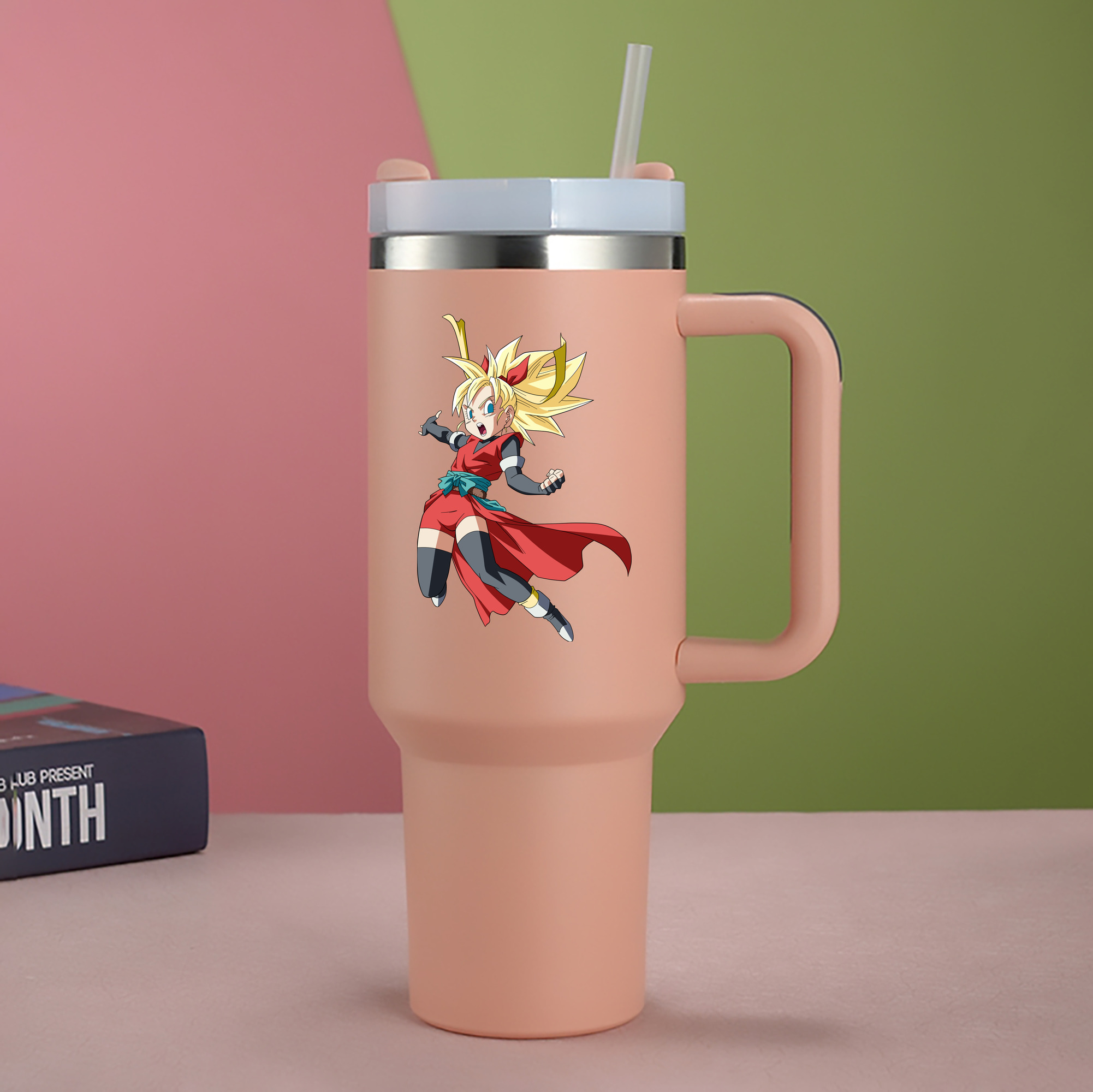 （画像用） ドラゴンボール カリフラ DRAGON BALL Caulifla 1200mL車用タンブラー - クリスタルステッカー（プラスチックストロー付き）