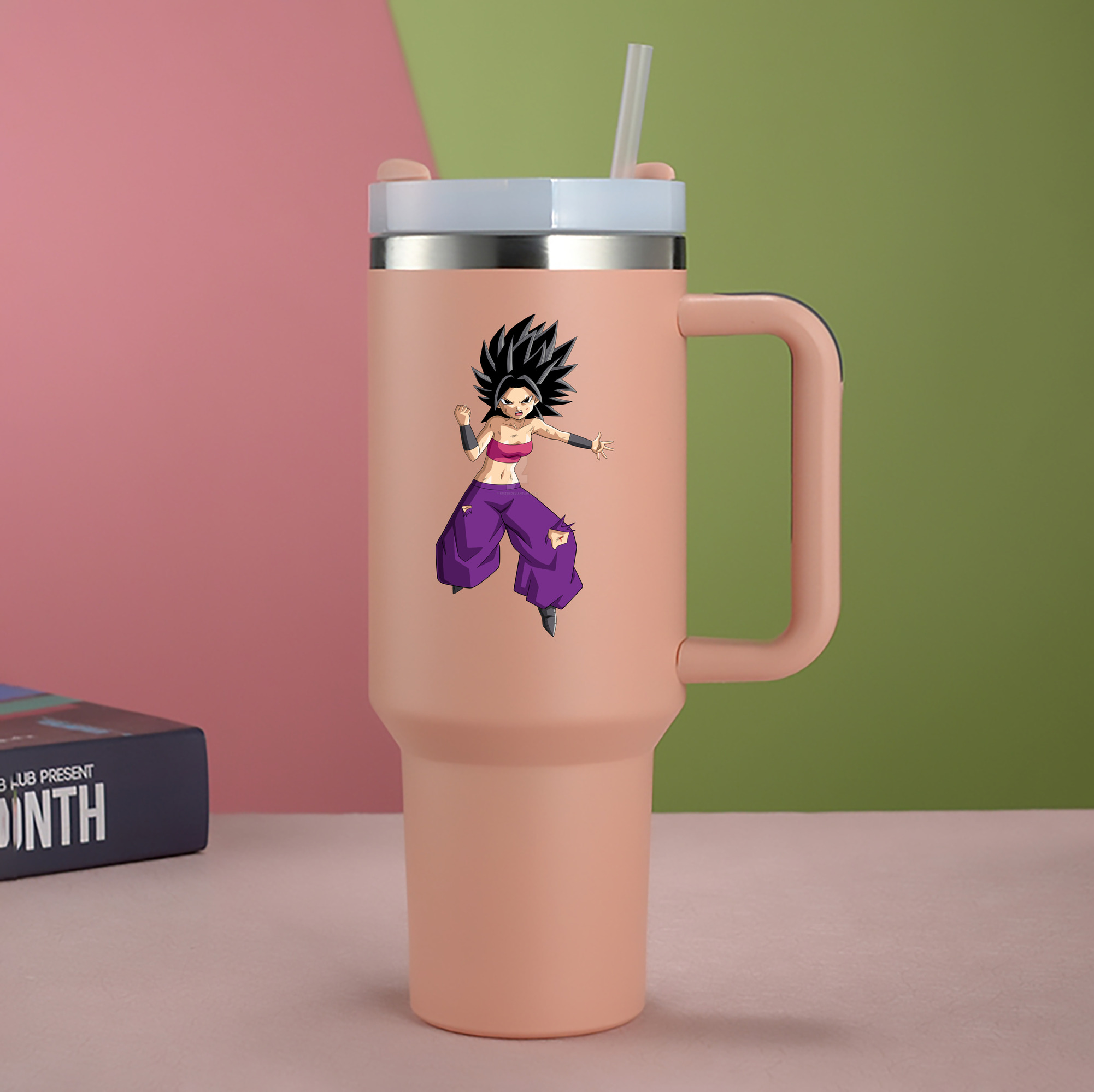 （画像用） ドラゴンボール カリフラ DRAGON BALL Caulifla 1200mL車用タンブラー - クリスタルステッカー（プラスチックストロー付き）
