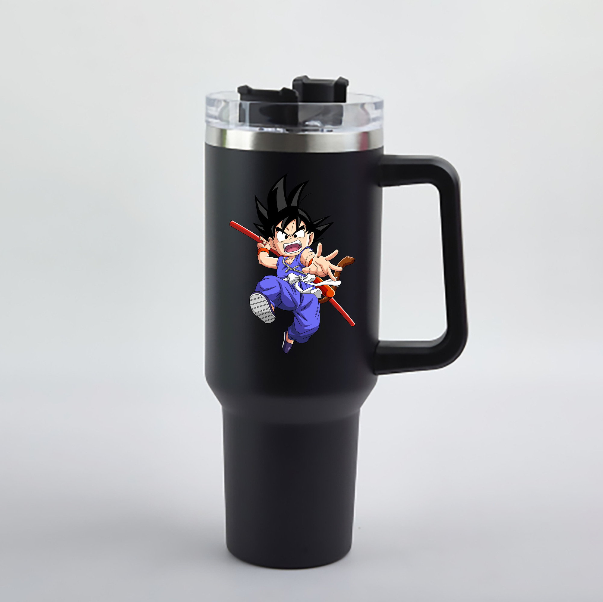 （画像用） ドラゴンボール 孫悟空（そん ごくう）Son Goku カカロット DRAGON BALL Kakarotto 1200mL車用タンブラー - クリスタルステッカー（プラスチックストロー付き）