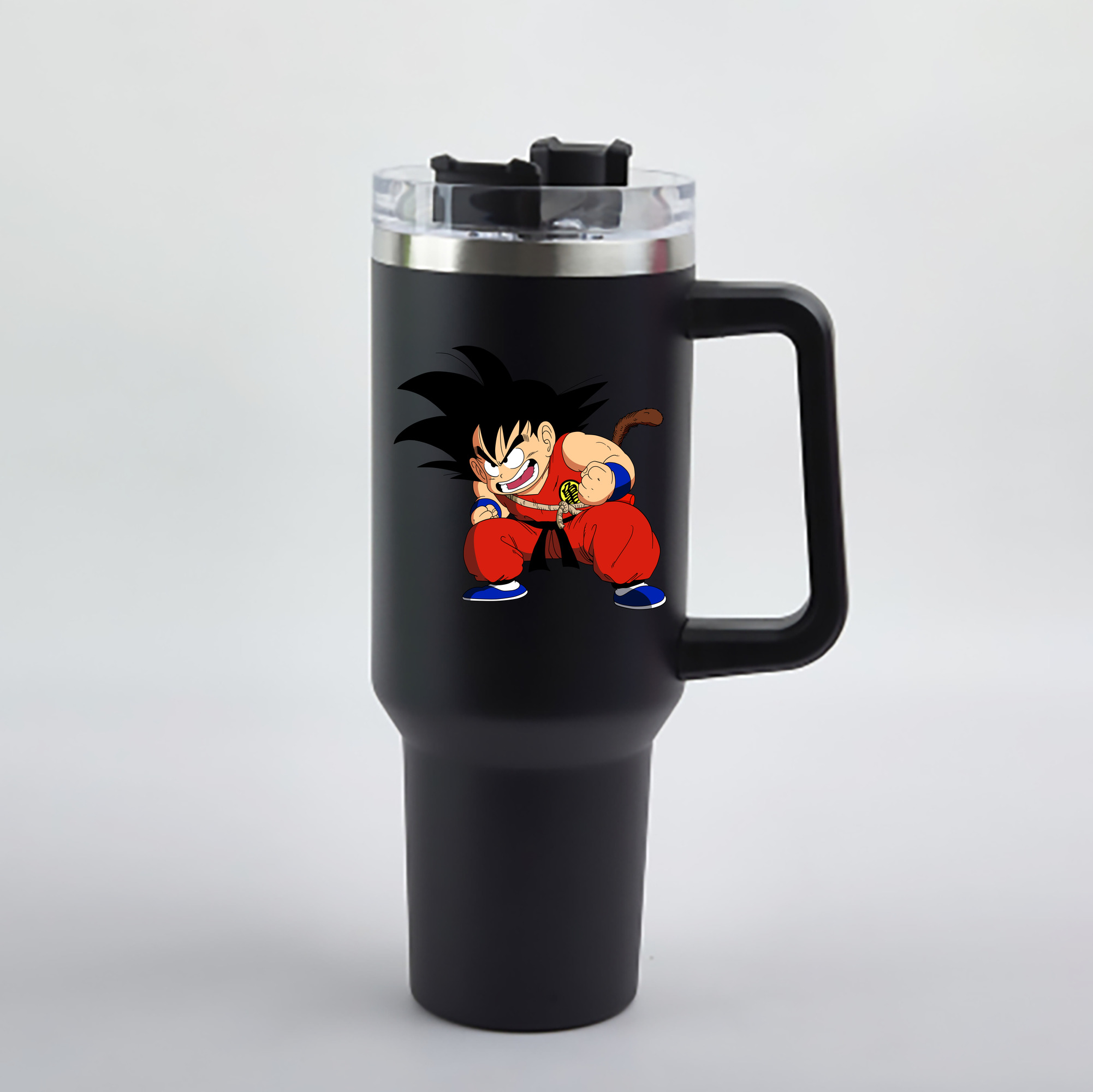 （画像用） ドラゴンボール 孫悟空（そん ごくう）Son Goku カカロット DRAGON BALL Kakarotto 1200mL車用タンブラー - クリスタルステッカー（プラスチックストロー付き）