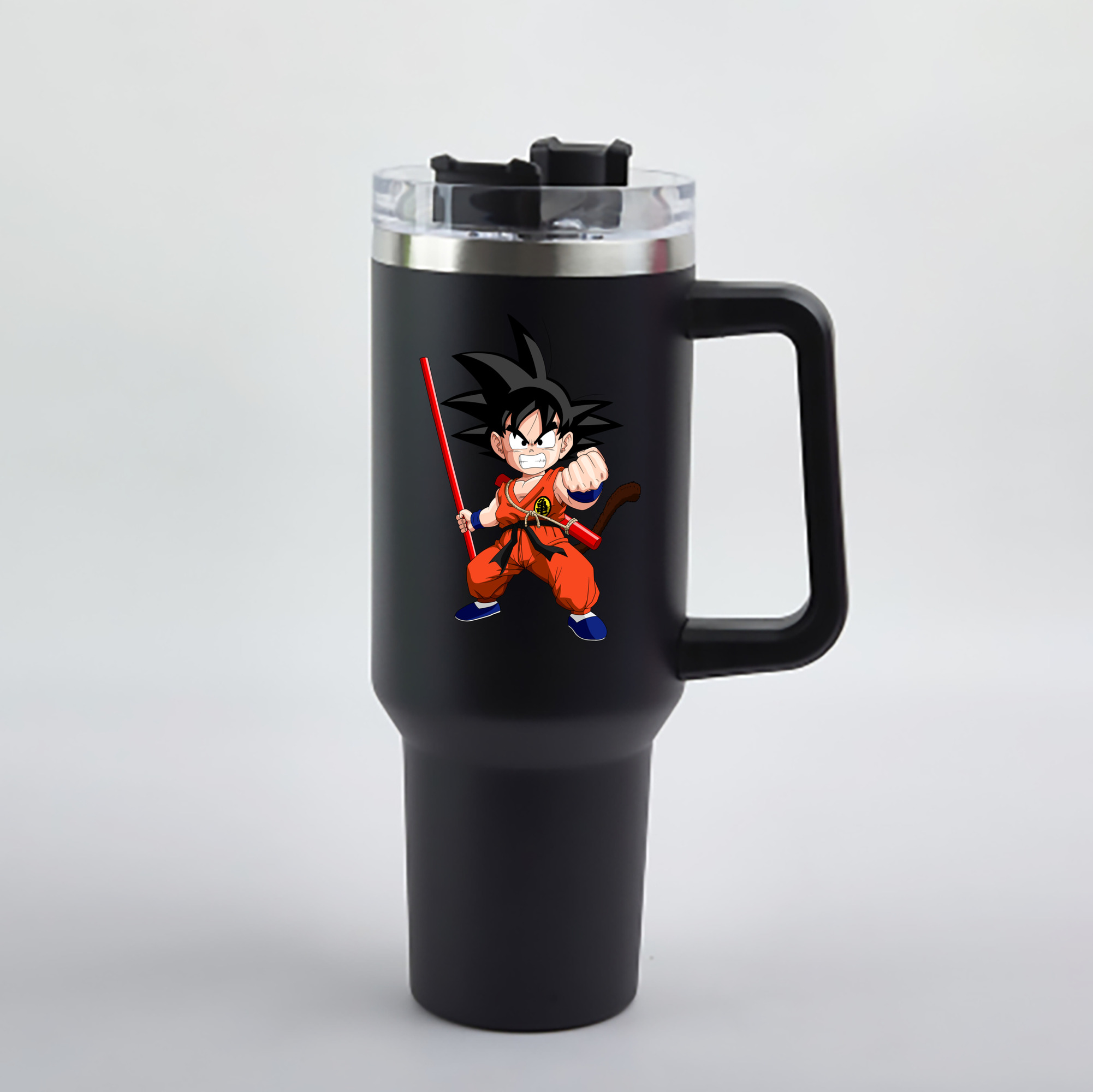 （画像用） ドラゴンボール 孫悟空（そん ごくう）Son Goku カカロット DRAGON BALL Kakarotto 1200mL車用タンブラー - クリスタルステッカー（プラスチックストロー付き）