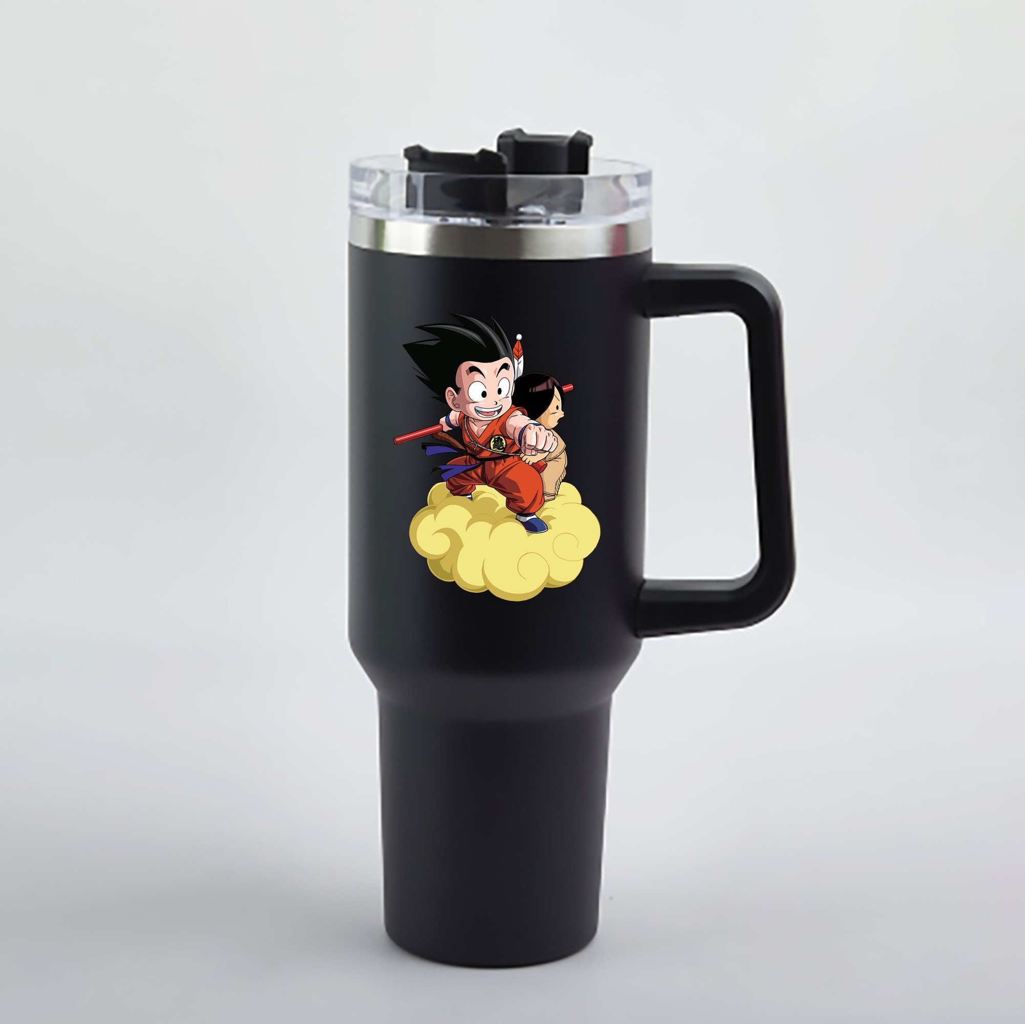 （画像用） ドラゴンボール 孫悟空（そん ごくう）Son Goku カカロット DRAGON BALL Kakarotto 1200mL車用タンブラー - クリスタルステッカー（プラスチックストロー付き）