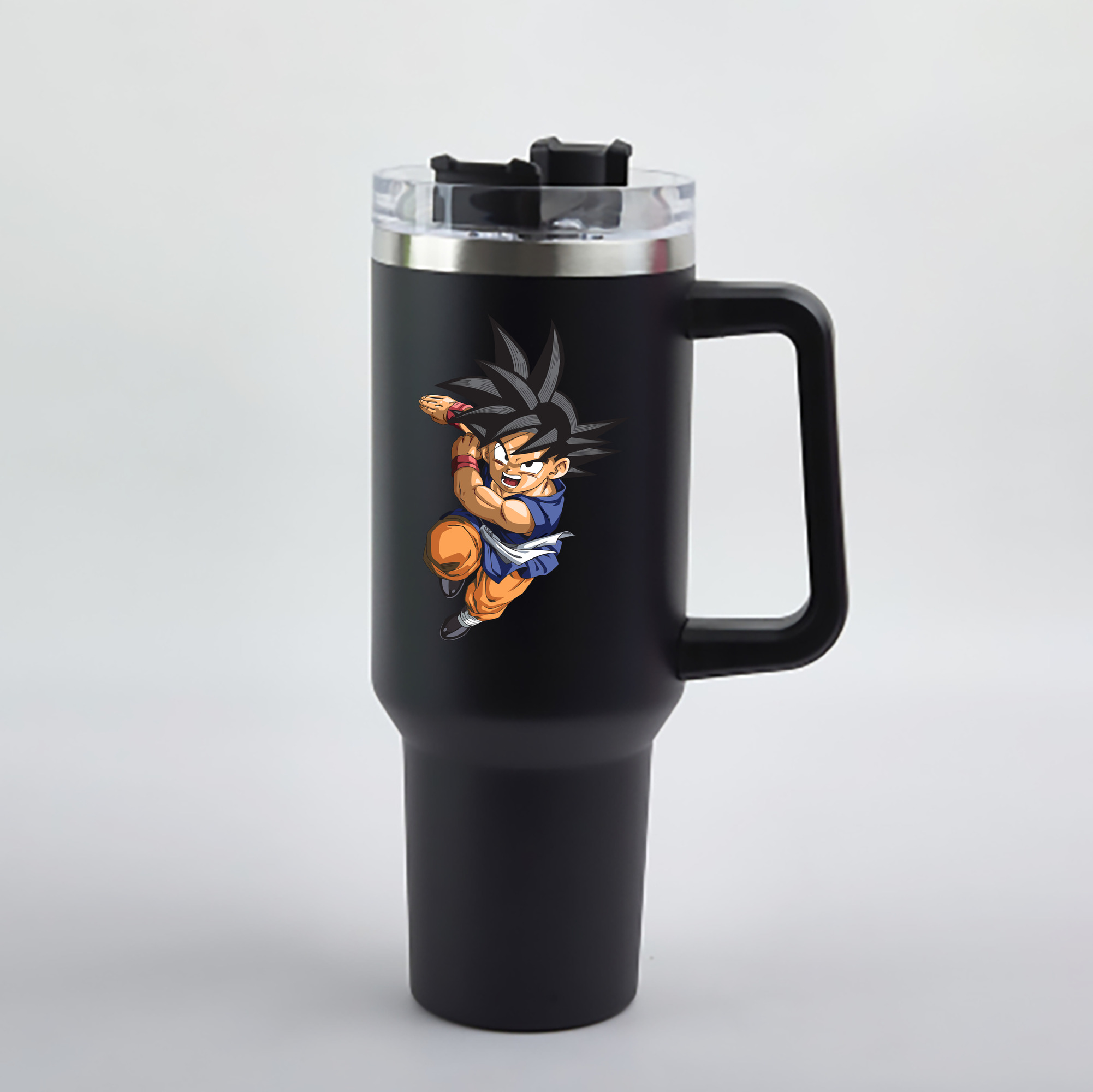 （画像用） ドラゴンボール 孫悟空（そん ごくう）Son Goku カカロット DRAGON BALL Kakarotto 1200mL車用タンブラー - クリスタルステッカー（プラスチックストロー付き）