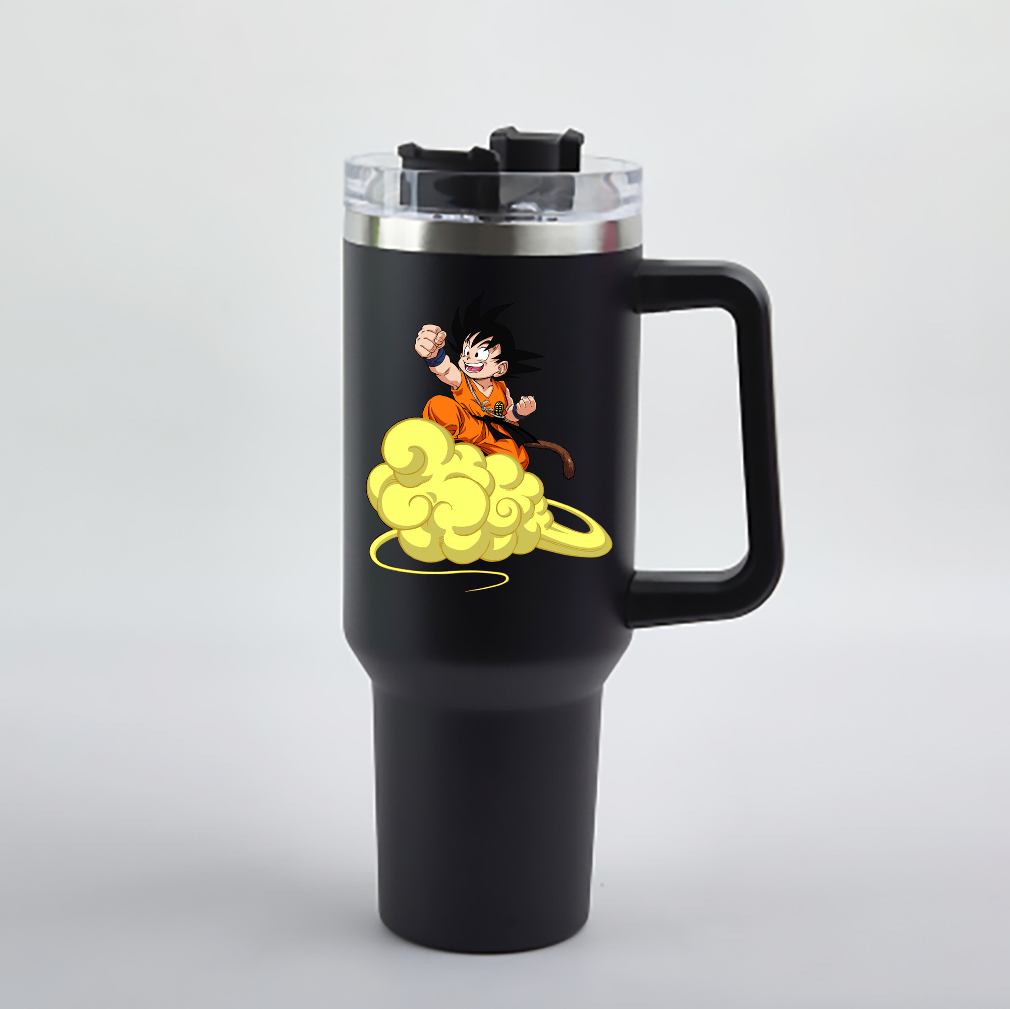 （画像用） ドラゴンボール 孫悟空（そん ごくう）Son Goku カカロット DRAGON BALL Kakarotto 1200mL車用タンブラー - クリスタルステッカー（プラスチックストロー付き）