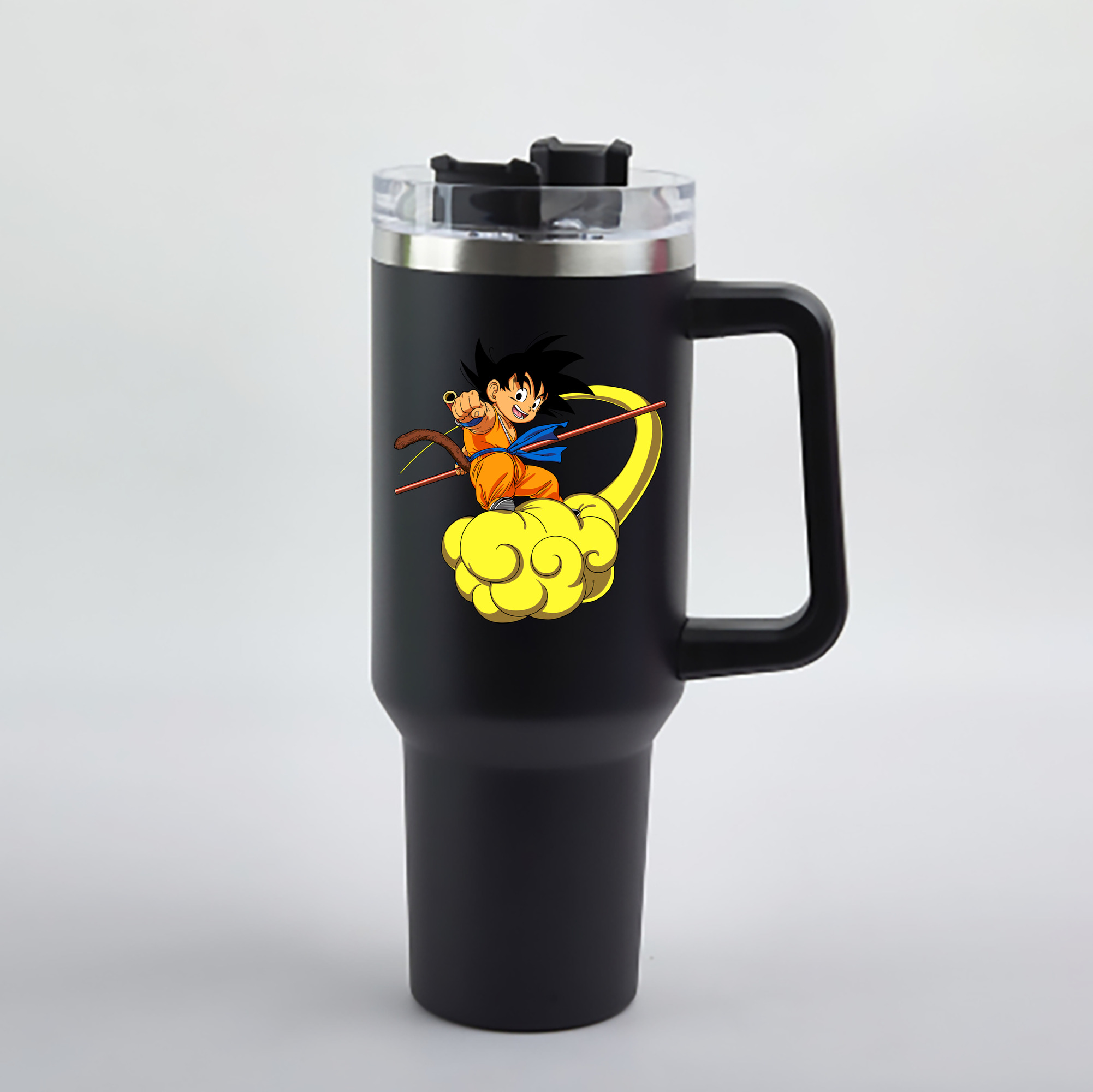 （画像用） ドラゴンボール 孫悟空（そん ごくう）Son Goku カカロット DRAGON BALL Kakarotto 1200mL車用タンブラー - クリスタルステッカー（プラスチックストロー付き）