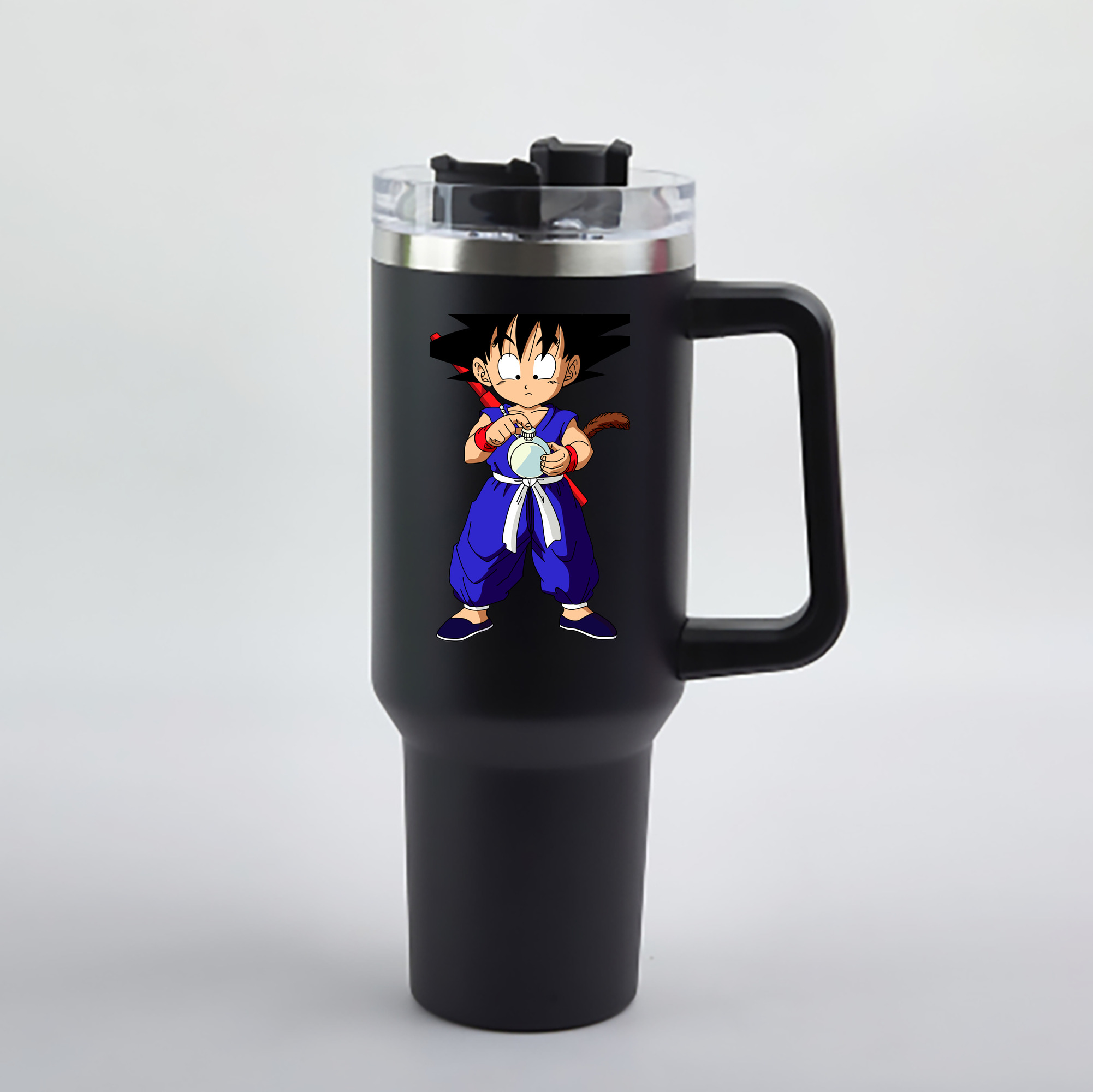（画像用） ドラゴンボール 孫悟空（そん ごくう）Son Goku カカロット DRAGON BALL Kakarotto 1200mL車用タンブラー - クリスタルステッカー（プラスチックストロー付き）