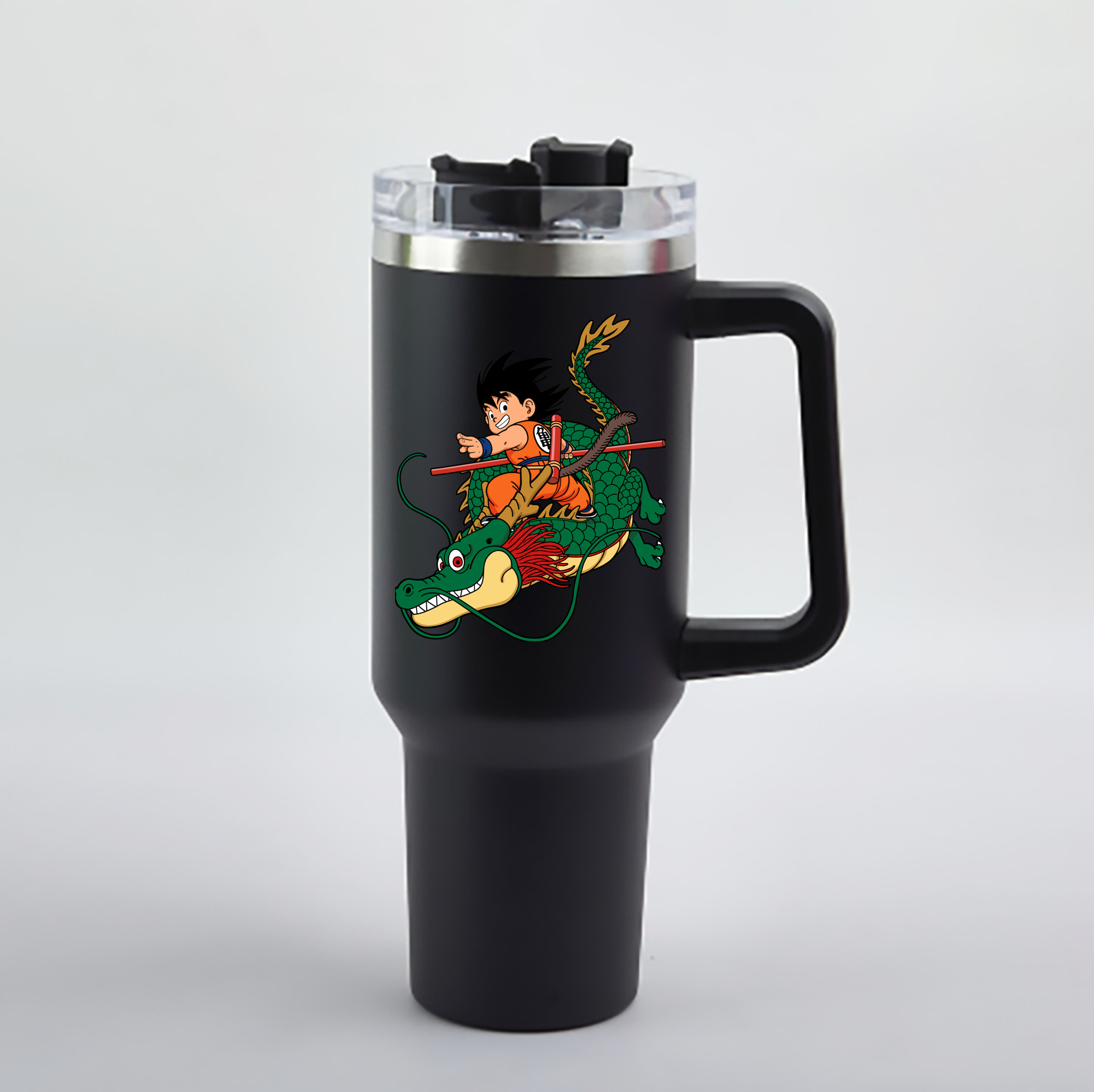 （画像用） ドラゴンボール 孫悟空（そん ごくう）Son Goku カカロット DRAGON BALL Kakarotto 1200mL車用タンブラー - クリスタルステッカー（プラスチックストロー付き）