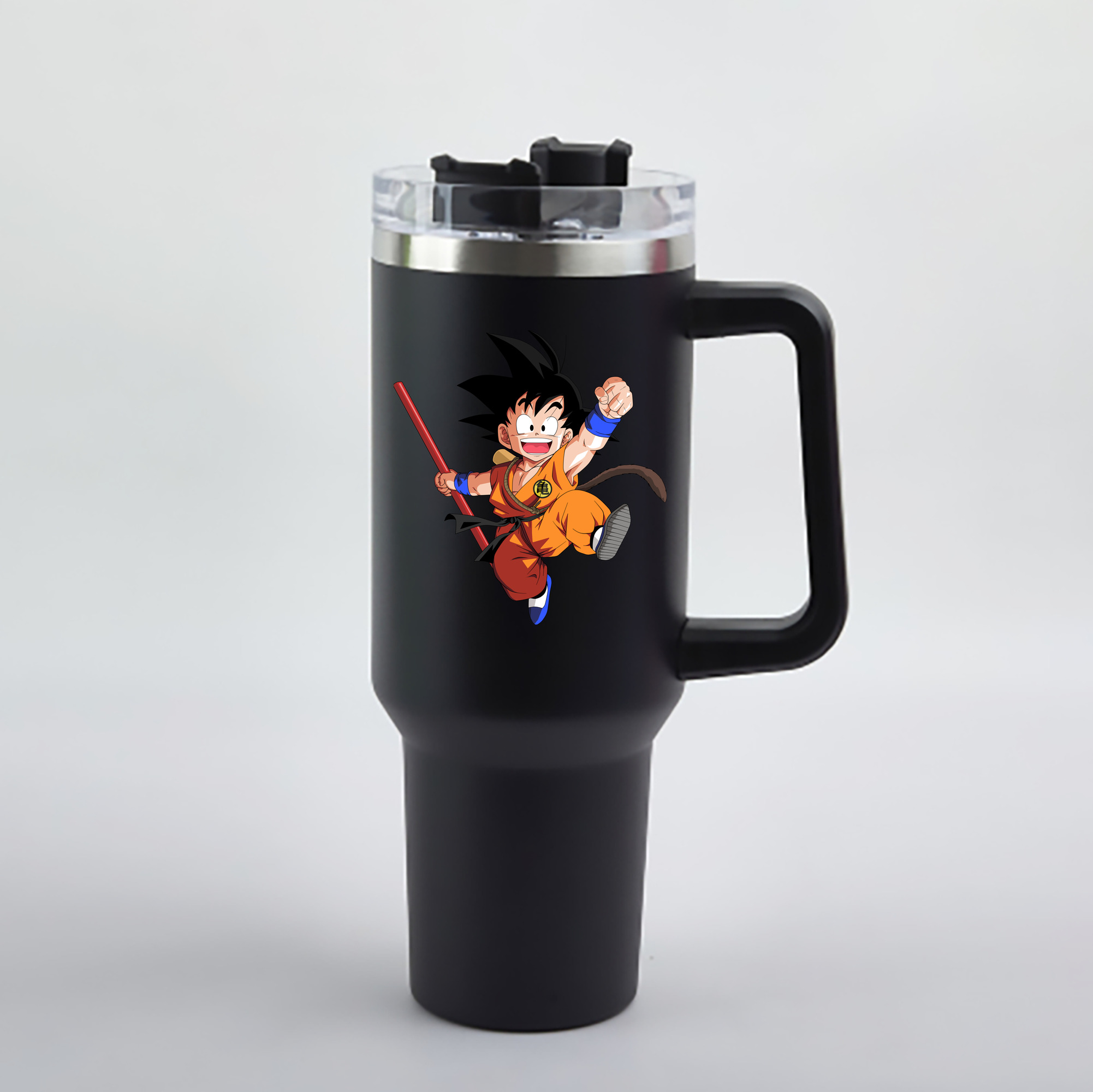 （画像用） ドラゴンボール 孫悟空（そん ごくう）Son Goku カカロット DRAGON BALL Kakarotto 1200mL車用タンブラー - クリスタルステッカー（プラスチックストロー付き）