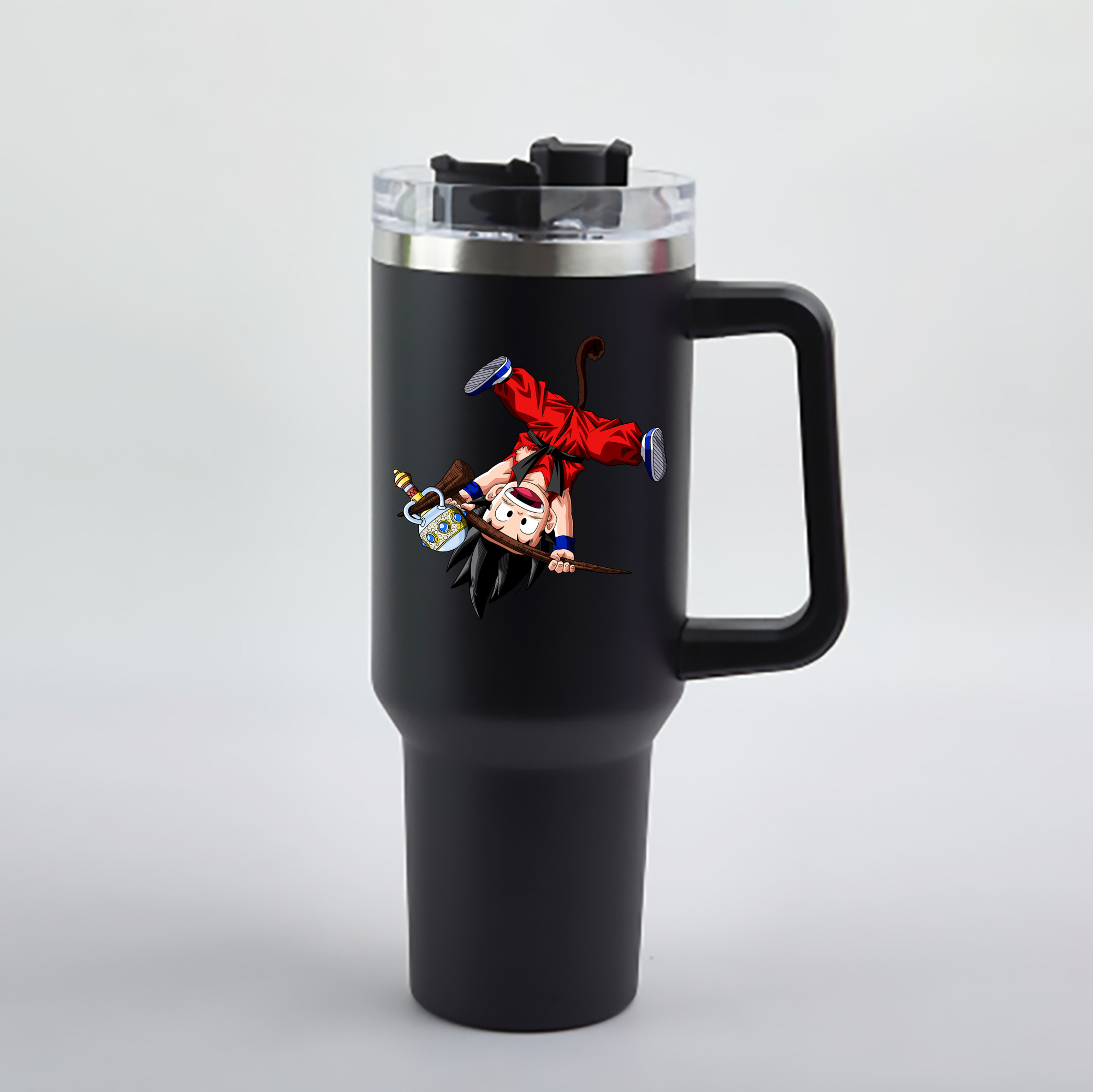 （画像用） ドラゴンボール 孫悟空（そん ごくう）Son Goku カカロット DRAGON BALL Kakarotto 1200mL車用タンブラー - クリスタルステッカー（プラスチックストロー付き）