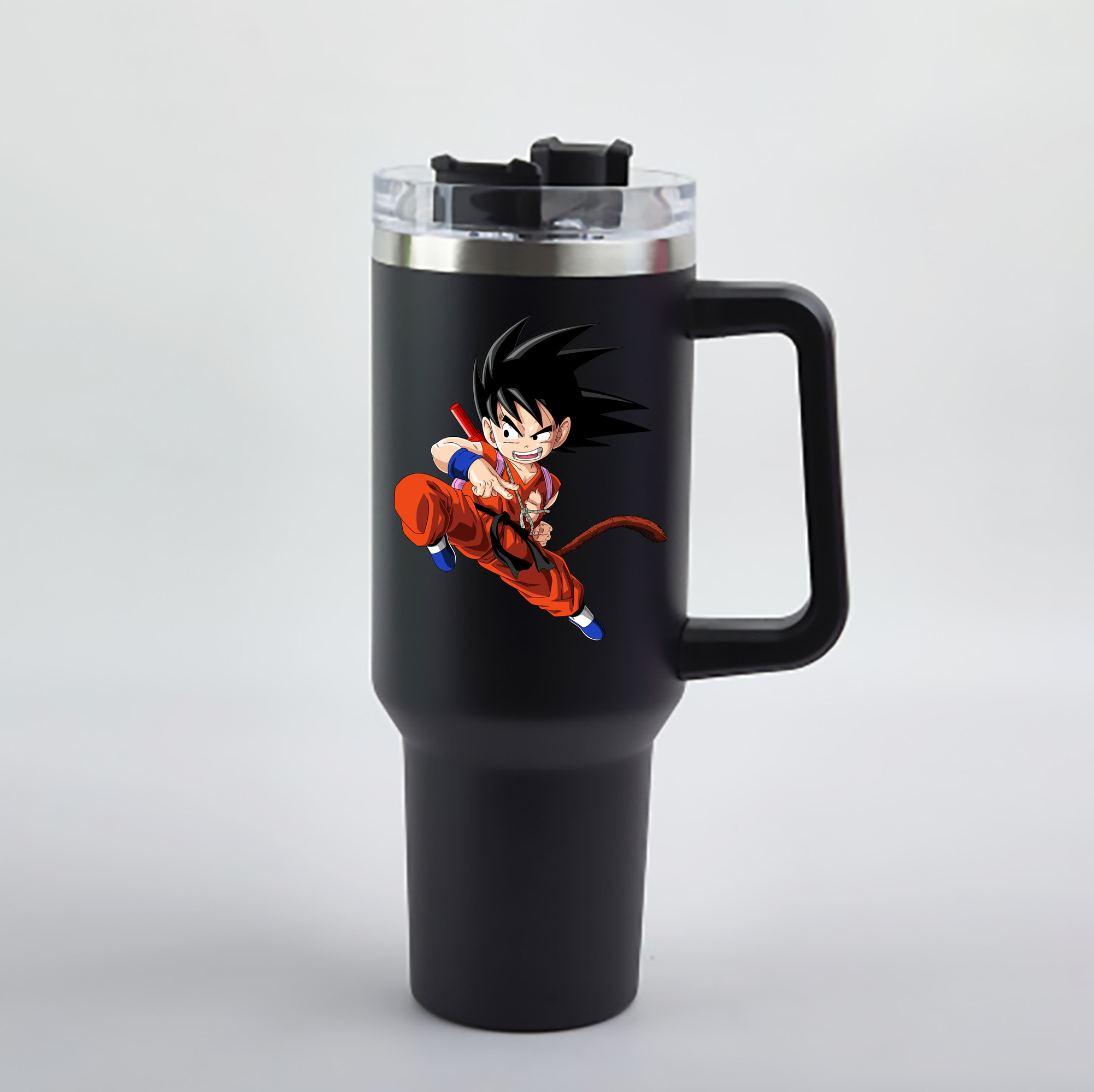 （画像用） ドラゴンボール 孫悟空（そん ごくう）Son Goku カカロット DRAGON BALL Kakarotto 1200mL車用タンブラー - クリスタルステッカー（プラスチックストロー付き）