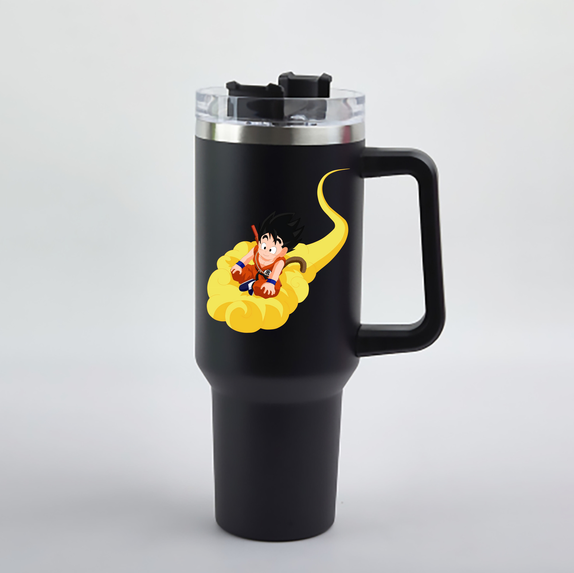 （画像用） ドラゴンボール 孫悟空（そん ごくう）Son Goku カカロット DRAGON BALL Kakarotto 1200mL車用タンブラー - クリスタルステッカー（プラスチックストロー付き）