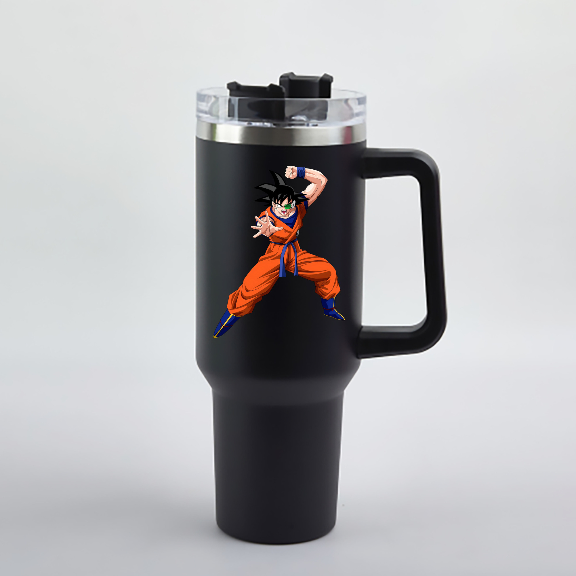 （画像用） ドラゴンボール 孫悟空（そん ごくう）Son Goku カカロット DRAGON BALL Kakarotto 1200mL車用タンブラー - クリスタルステッカー（プラスチックストロー付き）