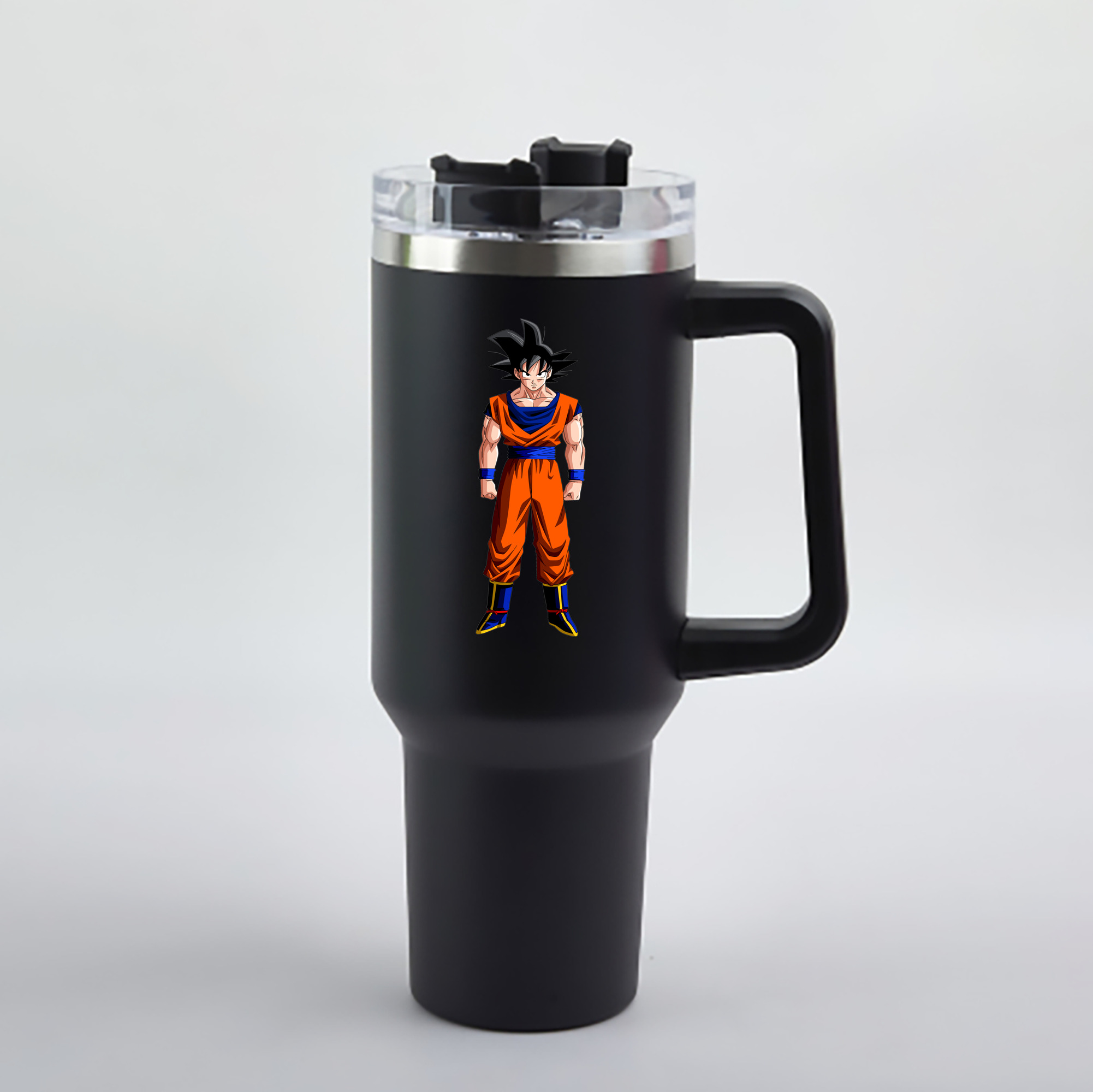 （画像用） ドラゴンボール 孫悟空（そん ごくう）Son Goku カカロット DRAGON BALL Kakarotto 1200mL車用タンブラー - クリスタルステッカー（プラスチックストロー付き）