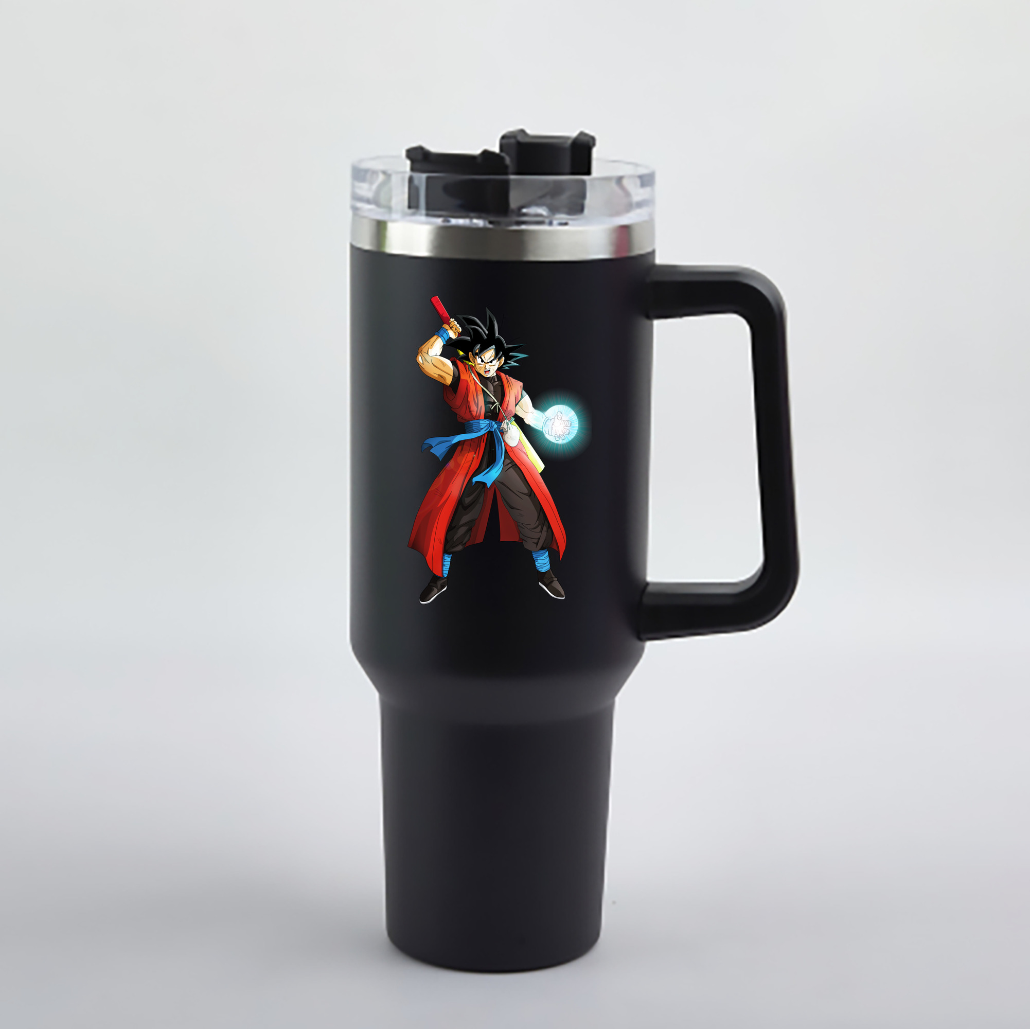 （画像用） ドラゴンボール 孫悟空（そん ごくう）Son Goku カカロット DRAGON BALL Kakarotto 1200mL車用タンブラー - クリスタルステッカー（プラスチックストロー付き）