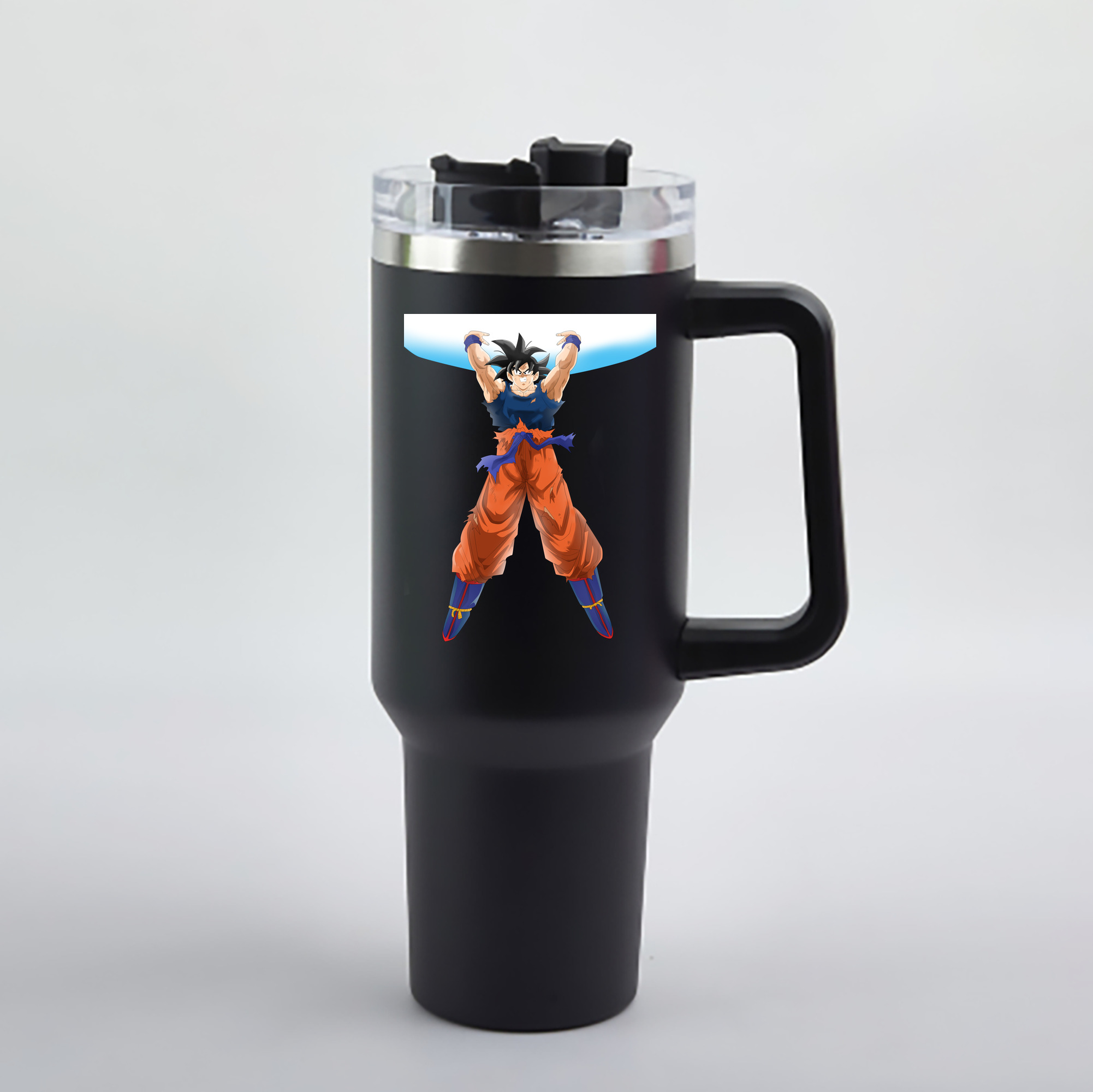 （画像用） ドラゴンボール 孫悟空（そん ごくう）Son Goku カカロット DRAGON BALL Kakarotto 1200mL車用タンブラー - クリスタルステッカー（プラスチックストロー付き）