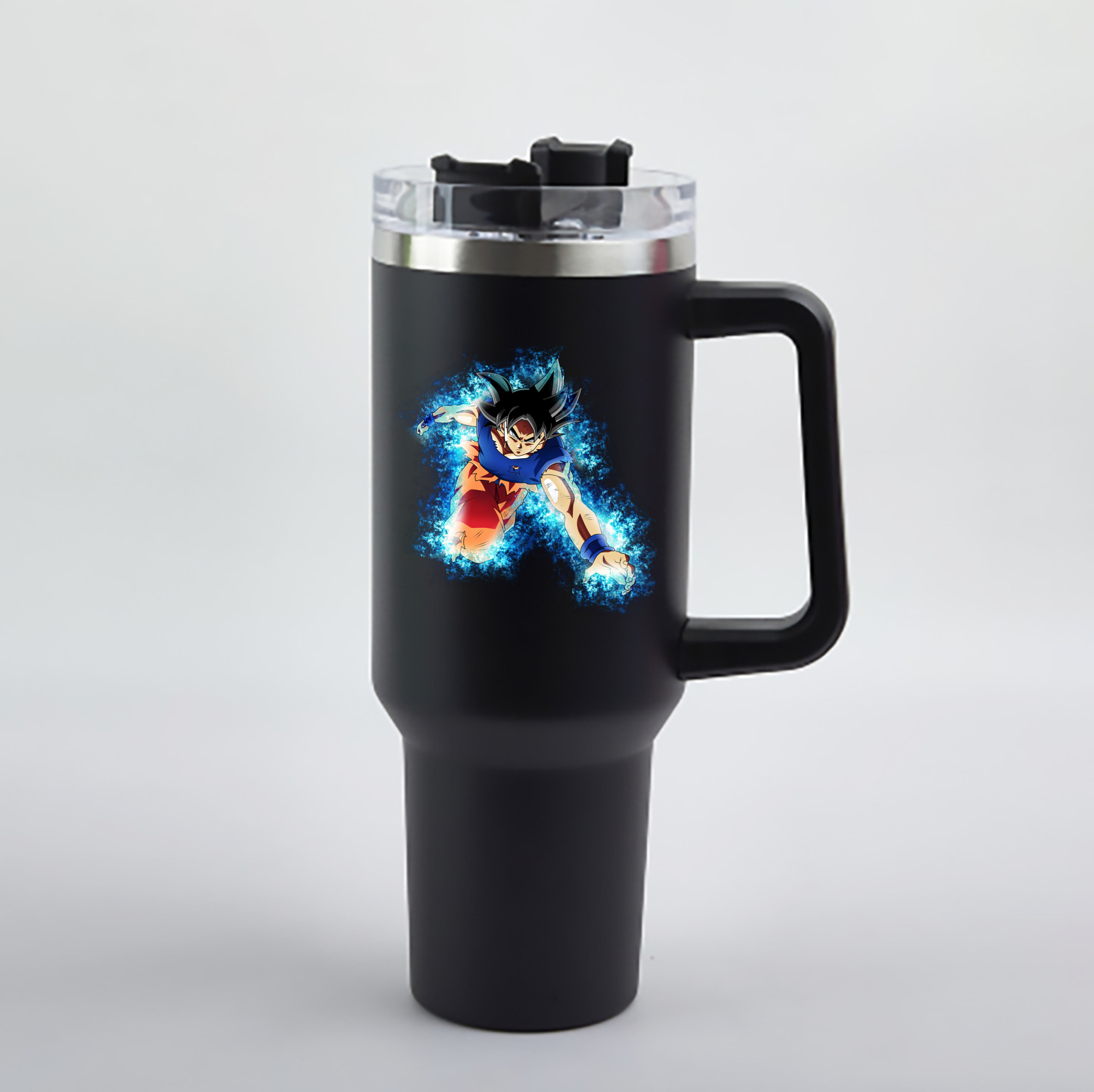 （画像用） ドラゴンボール 孫悟空（そん ごくう）Son Goku カカロット DRAGON BALL Kakarotto 1200mL車用タンブラー - クリスタルステッカー（プラスチックストロー付き）