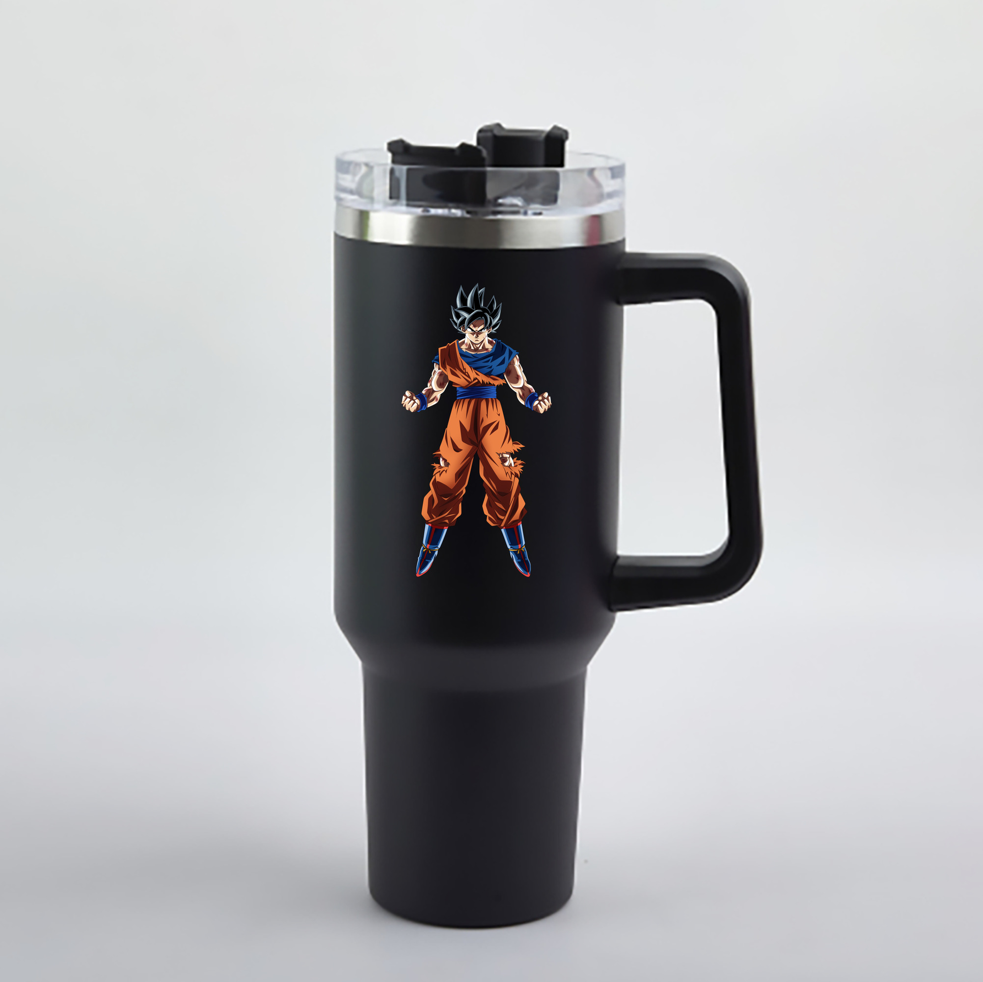 （画像用） ドラゴンボール 孫悟空（そん ごくう）Son Goku カカロット DRAGON BALL Kakarotto 1200mL車用タンブラー - クリスタルステッカー（プラスチックストロー付き）