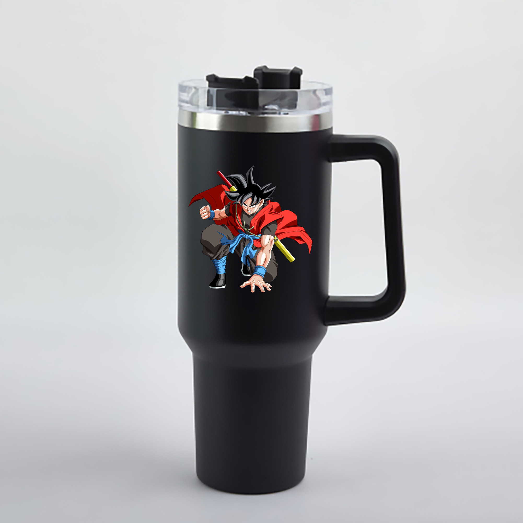 （画像用） ドラゴンボール 孫悟空（そん ごくう）Son Goku カカロット DRAGON BALL Kakarotto 1200mL車用タンブラー - クリスタルステッカー（プラスチックストロー付き）