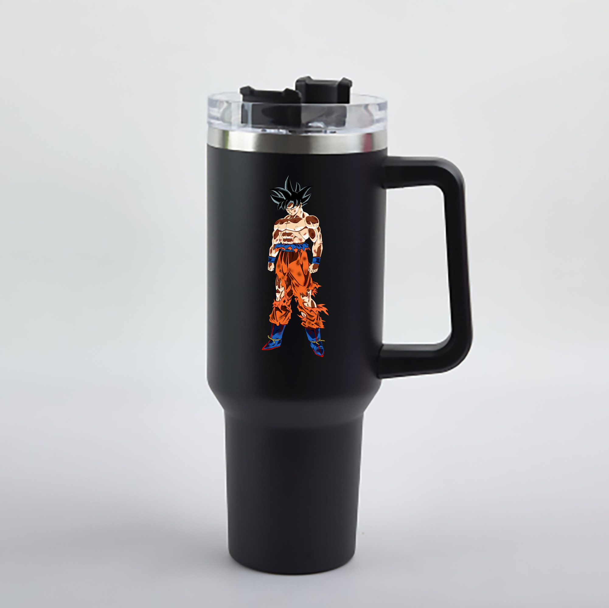 （画像用） ドラゴンボール 孫悟空（そん ごくう）Son Goku カカロット DRAGON BALL Kakarotto 1200mL車用タンブラー - クリスタルステッカー（プラスチックストロー付き）