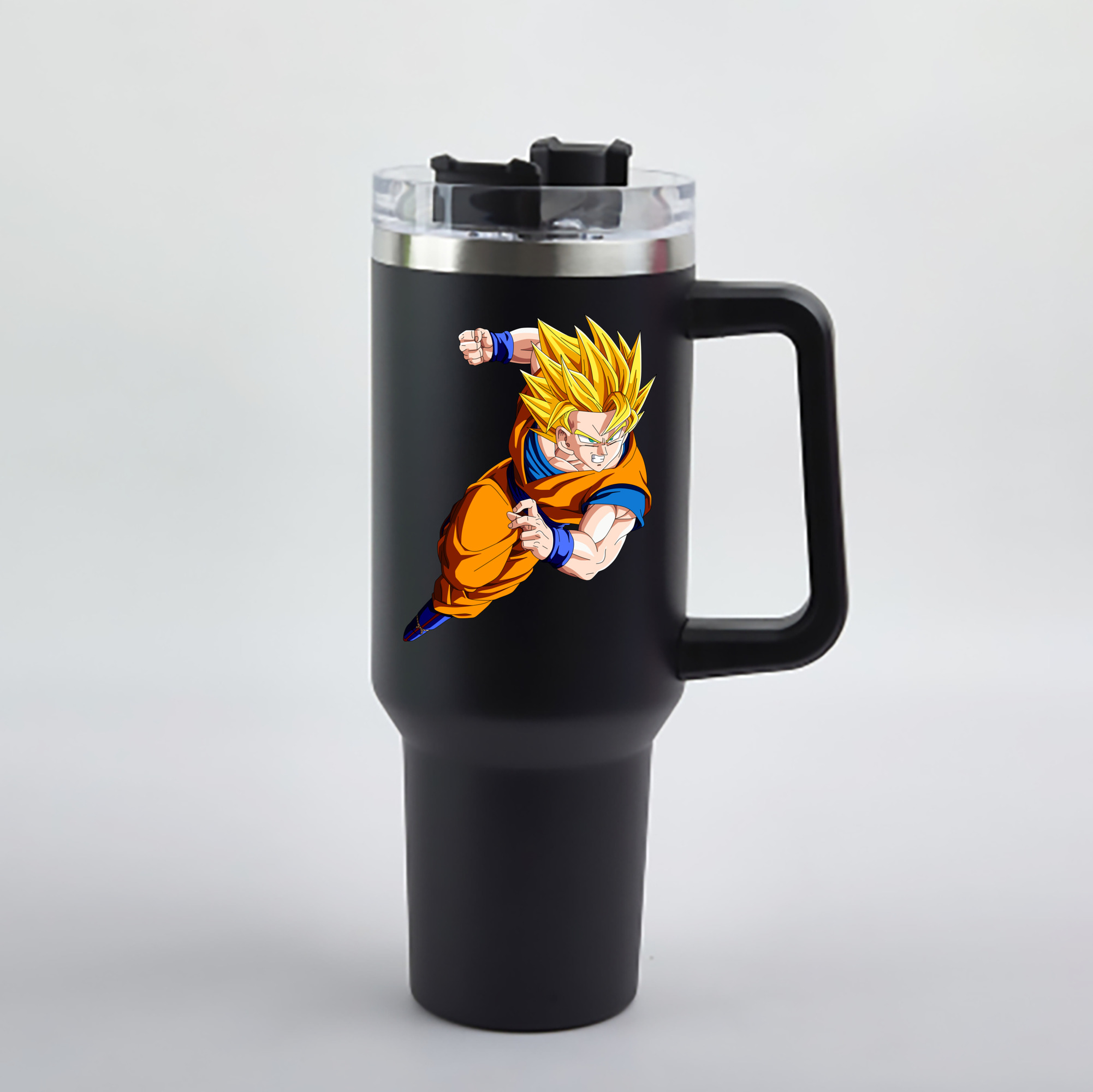 （画像用） ドラゴンボール 孫悟空（そん ごくう）Son Goku カカロット DRAGON BALL Kakarotto 1200mL車用タンブラー - クリスタルステッカー（プラスチックストロー付き）