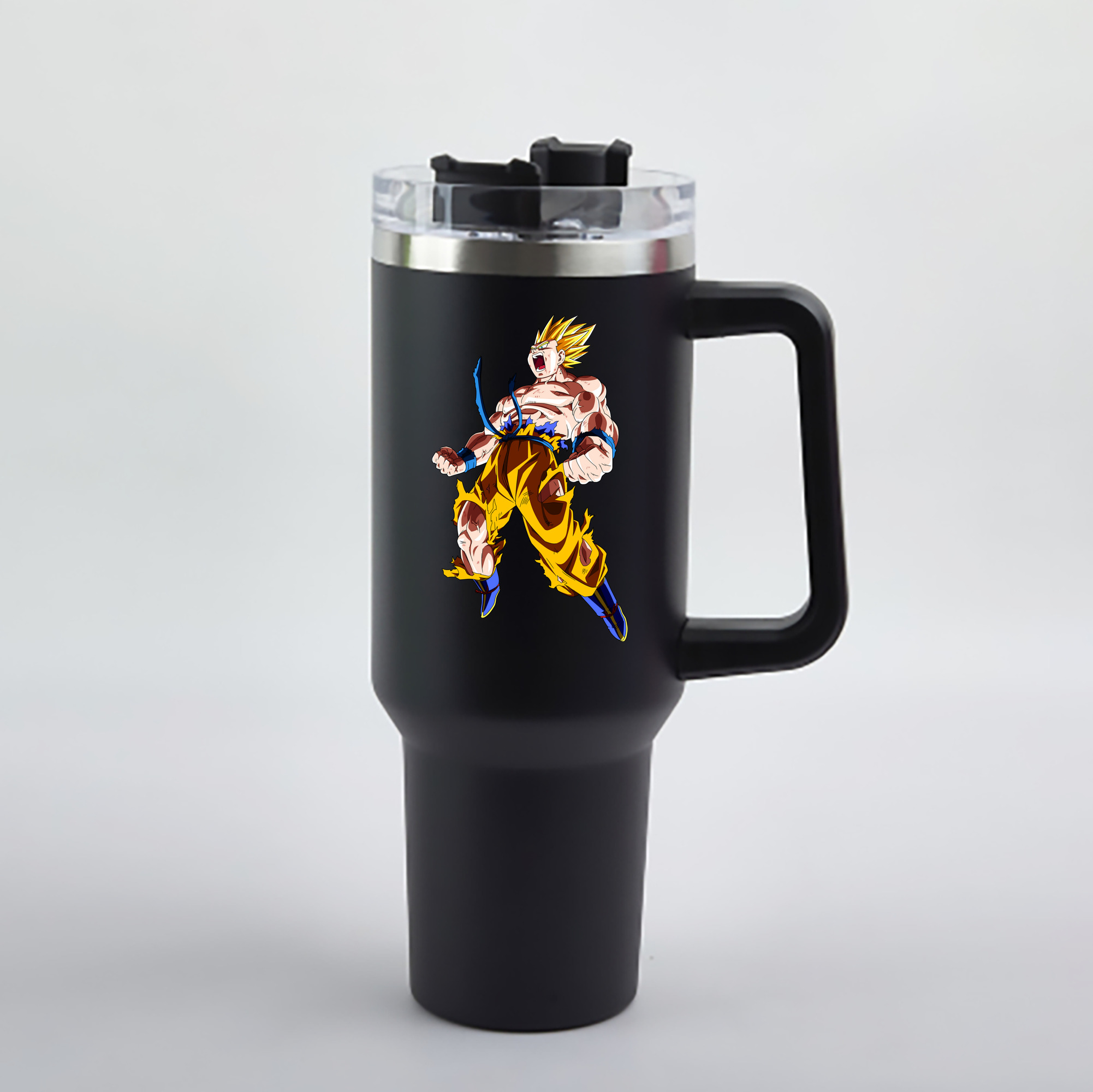 （画像用） ドラゴンボール 孫悟空（そん ごくう）Son Goku カカロット DRAGON BALL Kakarotto 1200mL車用タンブラー - クリスタルステッカー（プラスチックストロー付き）