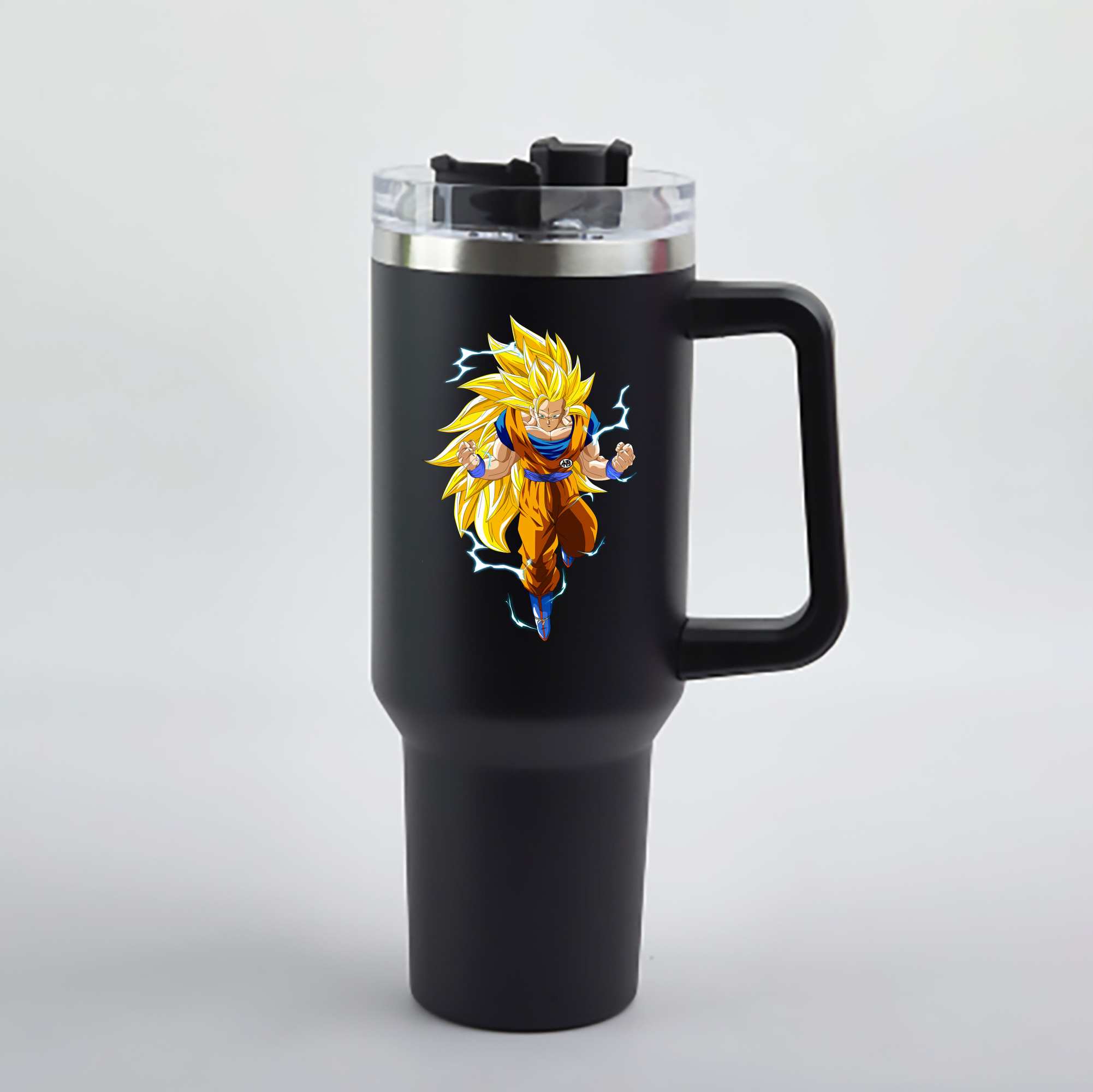 （画像用） ドラゴンボール 孫悟空（そん ごくう）Son Goku カカロット DRAGON BALL Kakarotto 1200mL車用タンブラー - クリスタルステッカー（プラスチックストロー付き）