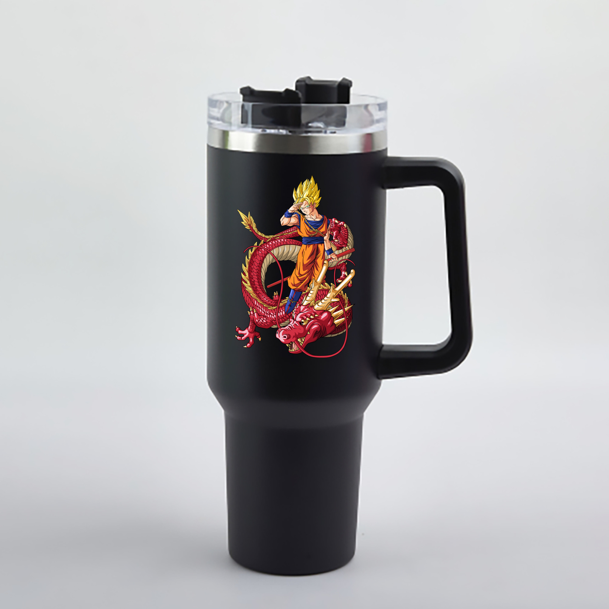 （画像用） ドラゴンボール 孫悟空（そん ごくう）Son Goku カカロット DRAGON BALL Kakarotto 1200mL車用タンブラー - クリスタルステッカー（プラスチックストロー付き）