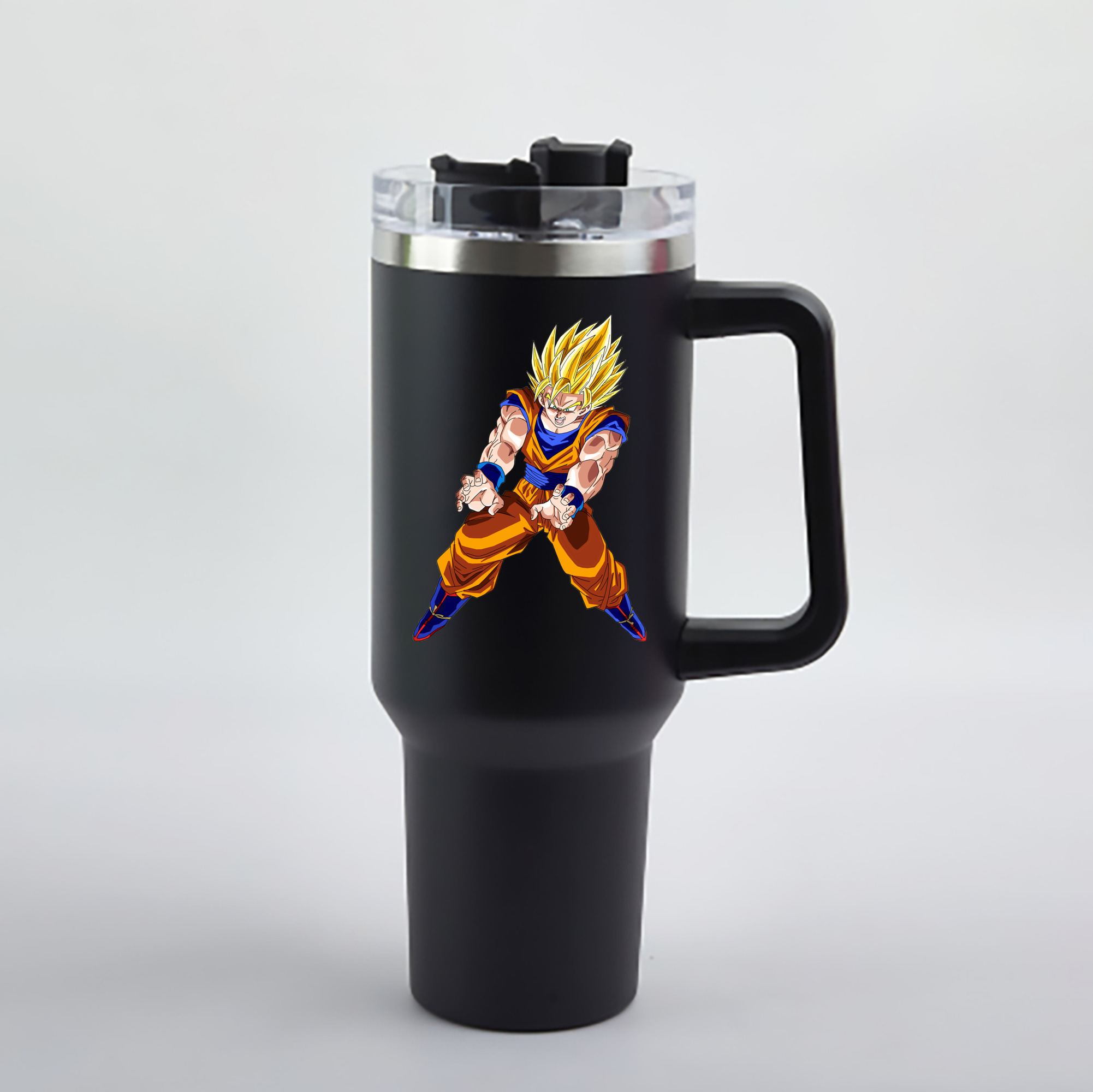 （画像用） ドラゴンボール 孫悟空（そん ごくう）Son Goku カカロット DRAGON BALL Kakarotto 1200mL車用タンブラー - クリスタルステッカー（プラスチックストロー付き）